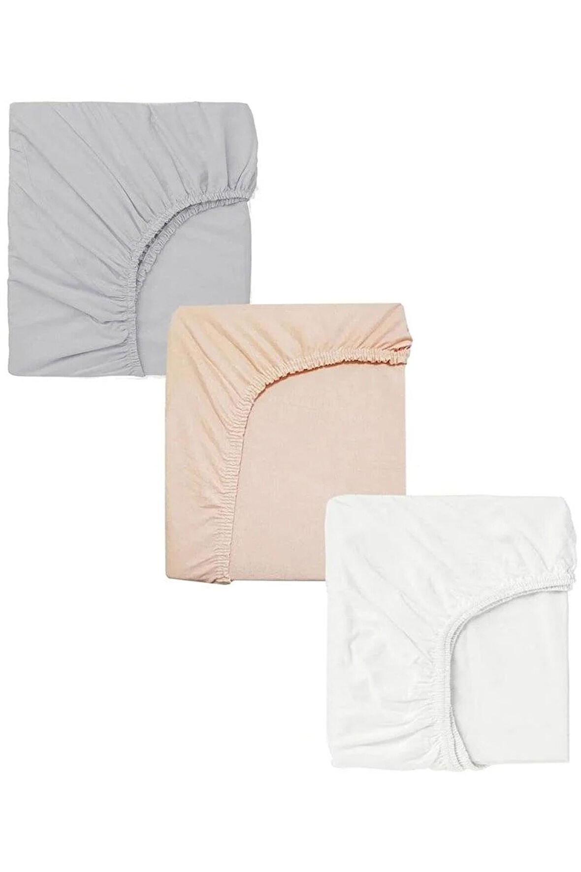 3 Adet 70 x 120 x 20 cm Anne Yanı Lastikli Penye Kumaş Bebek Çarşafı