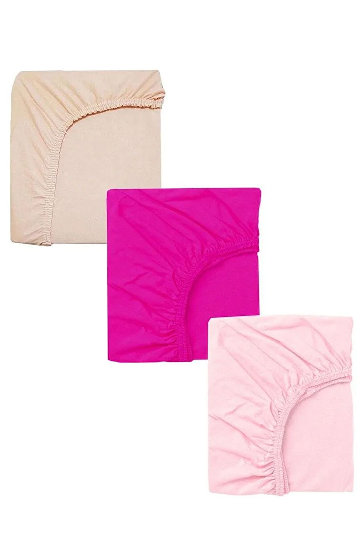 3 Adet 70 x 120 x 20 cm Anne Yanı Lastikli Penye Kumaş Bebek Çarşafı
