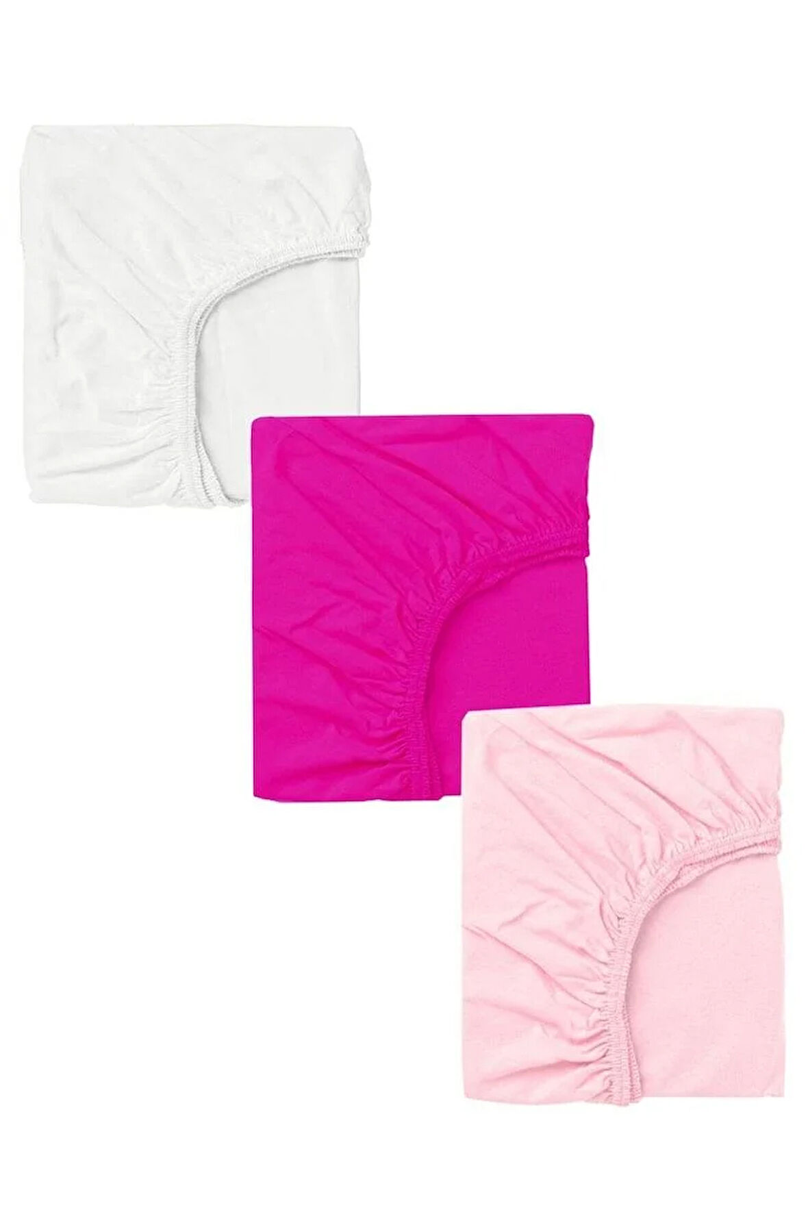 3 Adet 70 x 120 x 20 cm Anne Yanı Lastikli Penye Kumaş Bebek Çarşafı