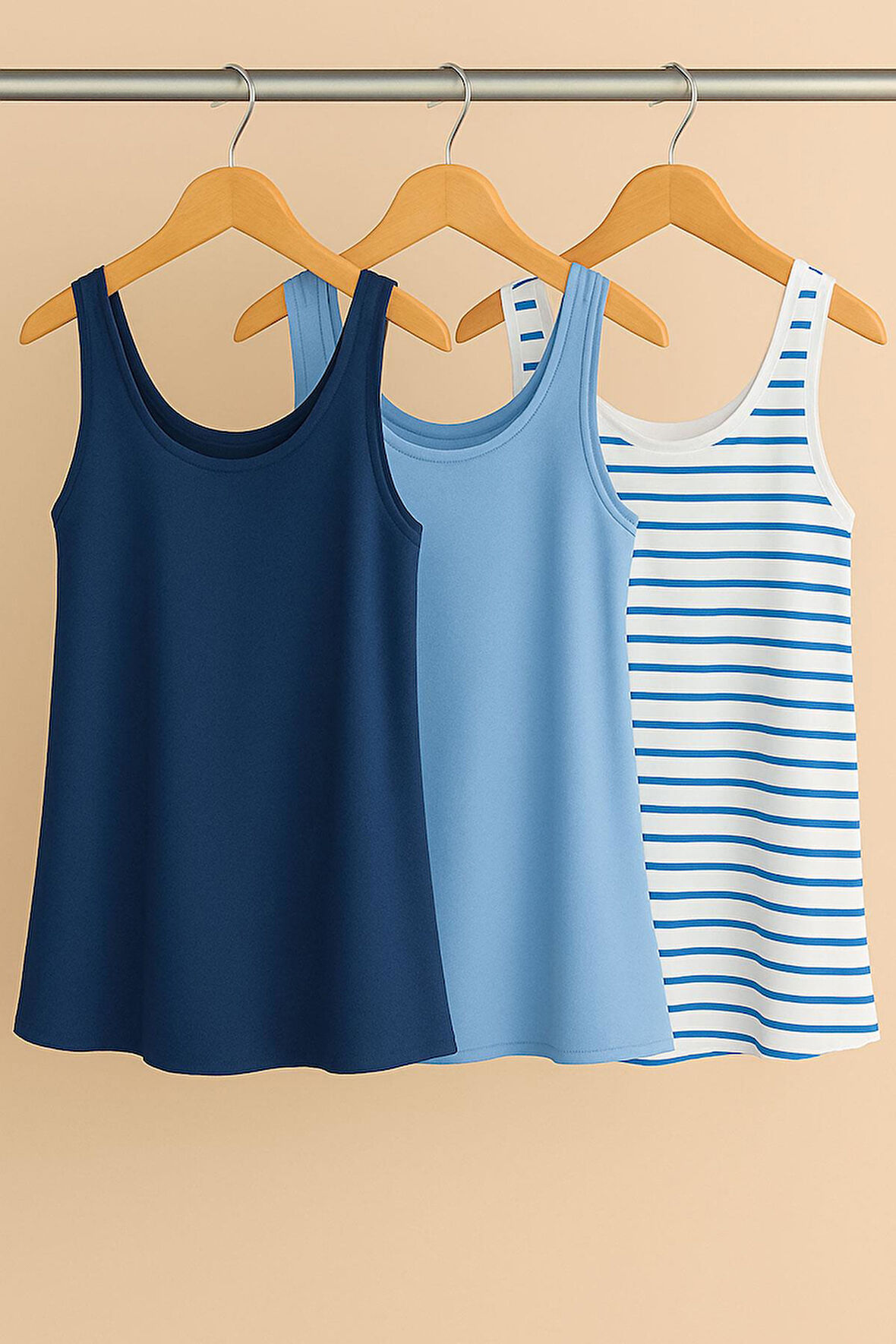 3 Adet A Kesim Rahat Kalıp Basic Kalın Askılı Atlet Tişört