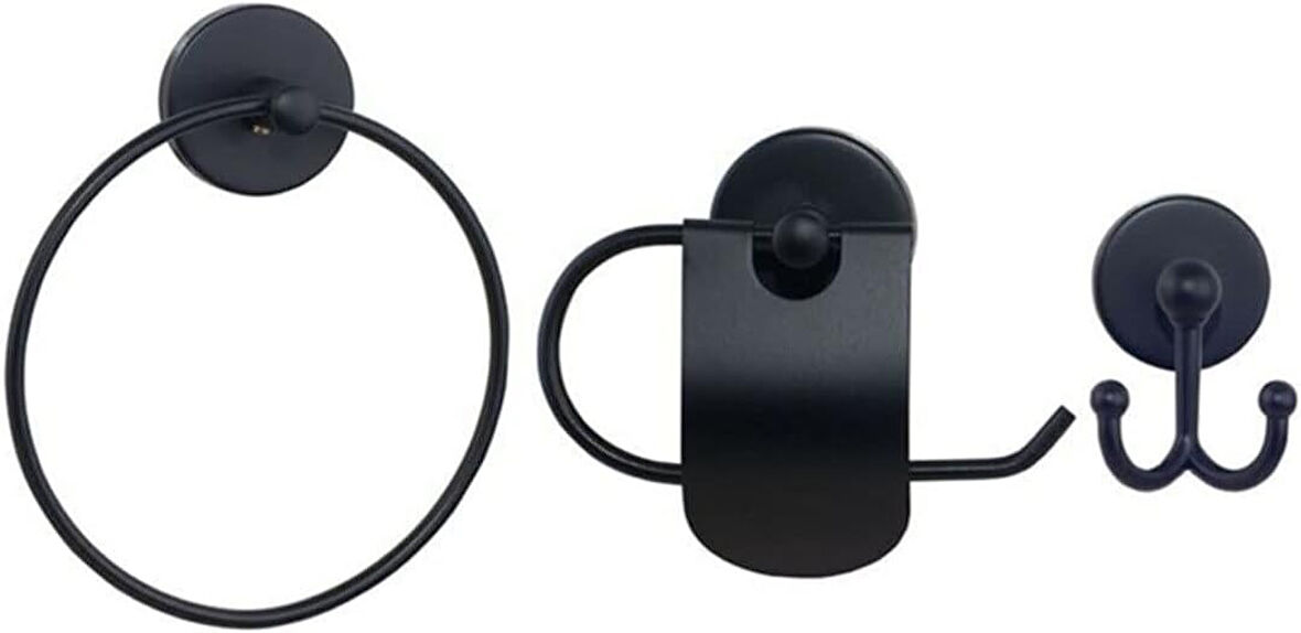 MK Yapişkanli 3'lü Banyo Aksesuar Si̇yah Set-001s