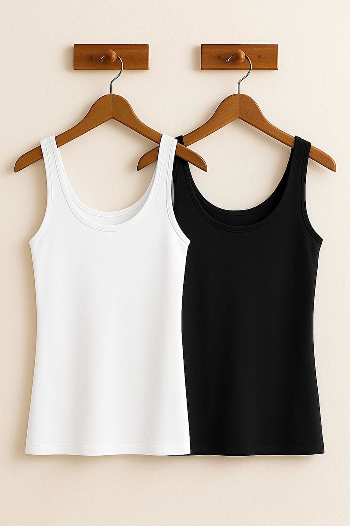 2 Adet Pamuk Karışımlı Kolsuz Dar Kesim Atlet Tişört