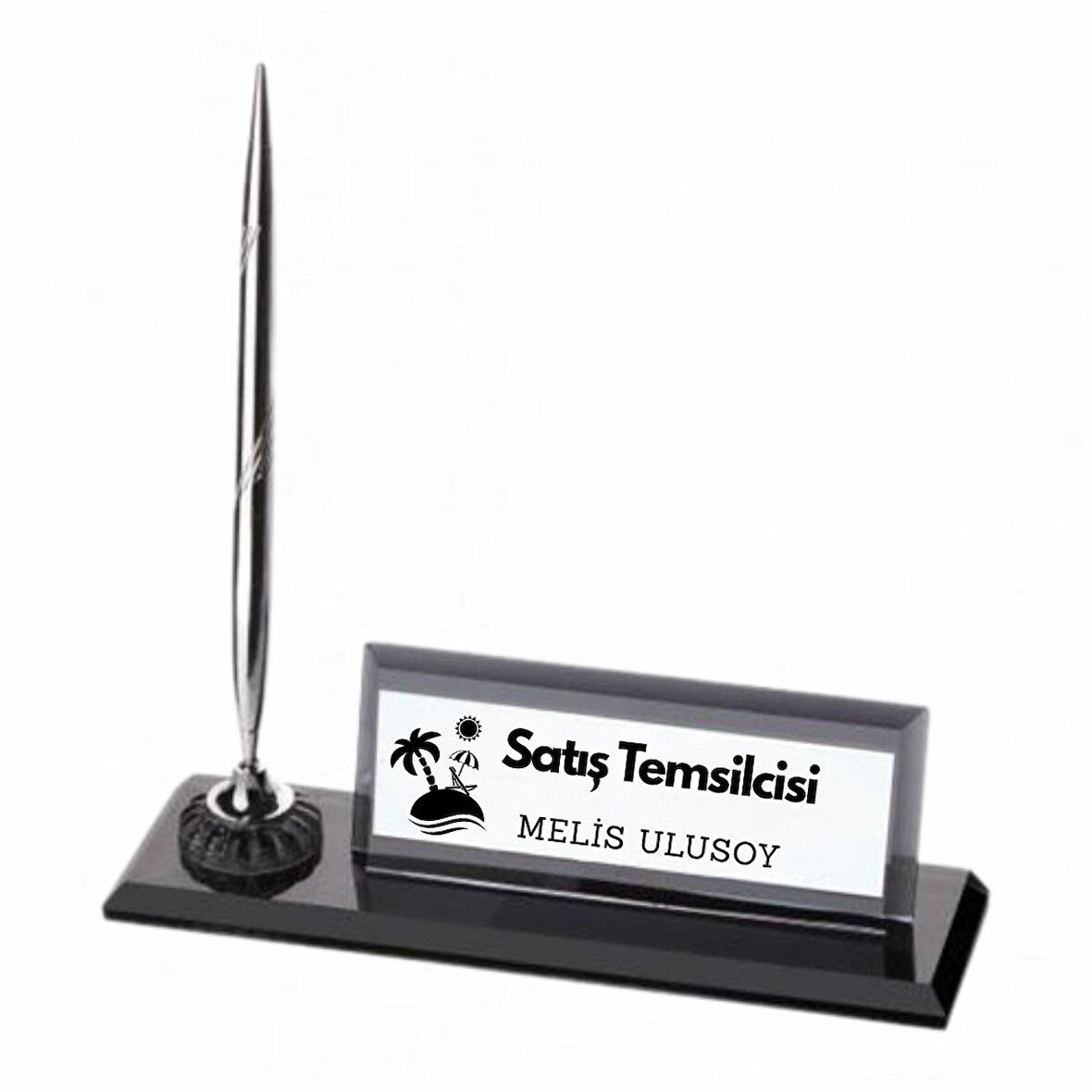 Kurumsal Firmalara Özel Logolu Masa Üstü İsimlik | Kalemli Kristal Tasarım