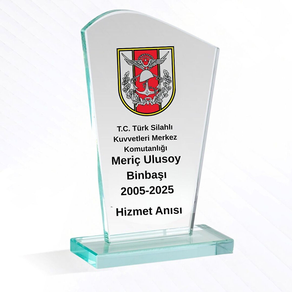 Türk Silahlı Kuvvetleri Personeline Özel Tasarımlı Kristal Plaket