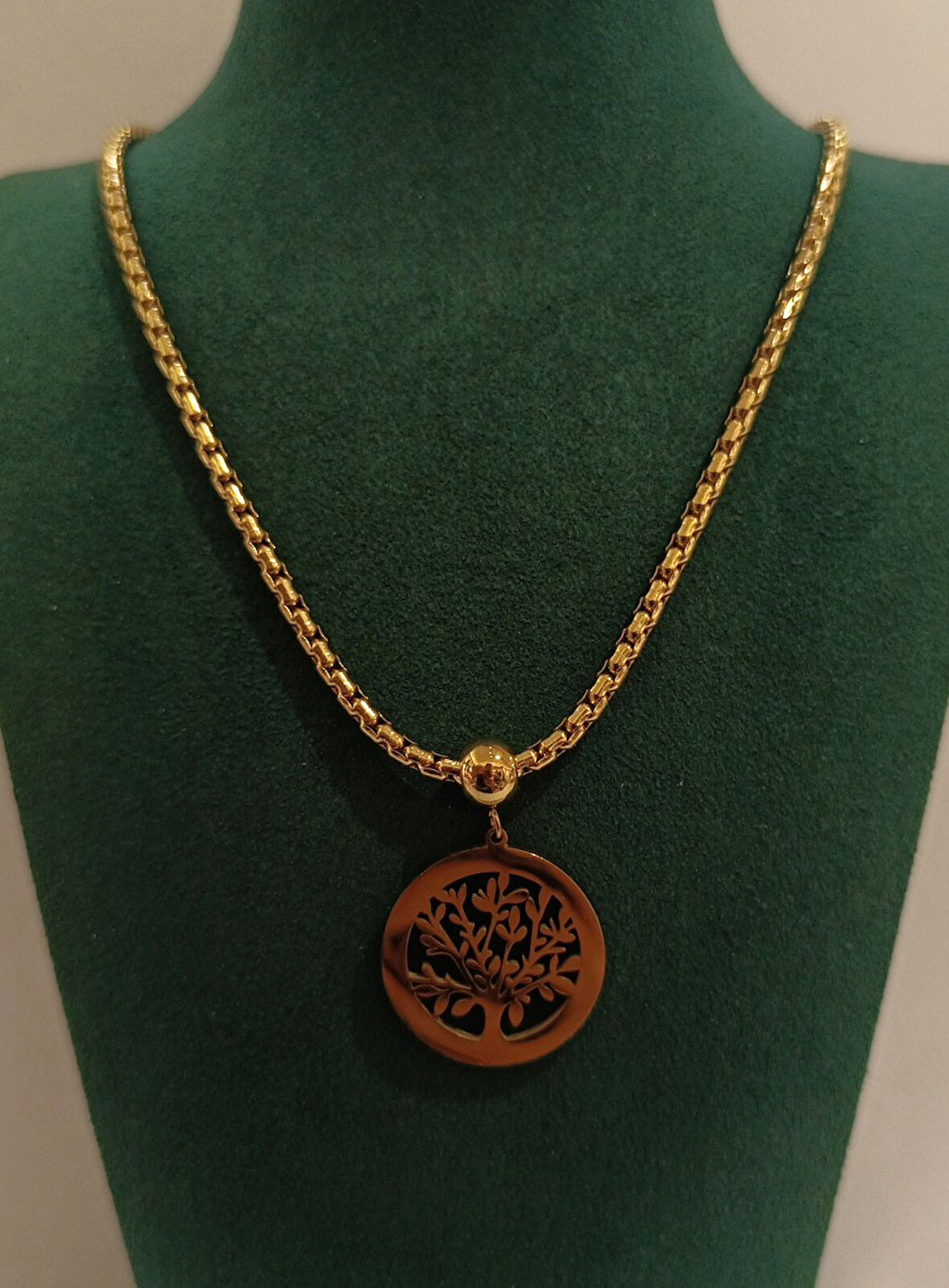 Monalisa Home Gold Renk Altın Görünüm Hayat Ağacı Figürlü  Kolye