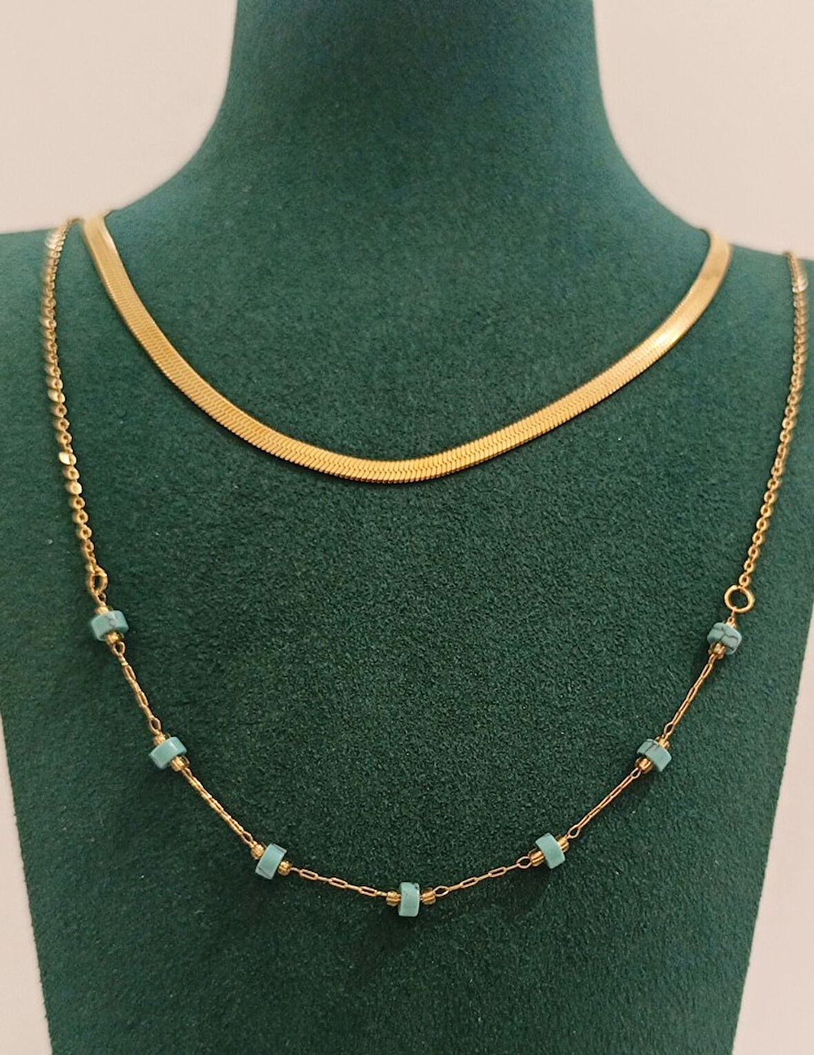 Monalisa Home Gold Renk Lüks Mavi Boncuk Figürlü Gösterişli Kolye