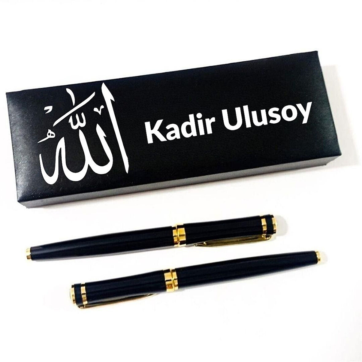 Kişiye Özel Allah Lafızlı Kutulu 2’li Roller ve Dolma Kalem Seti
