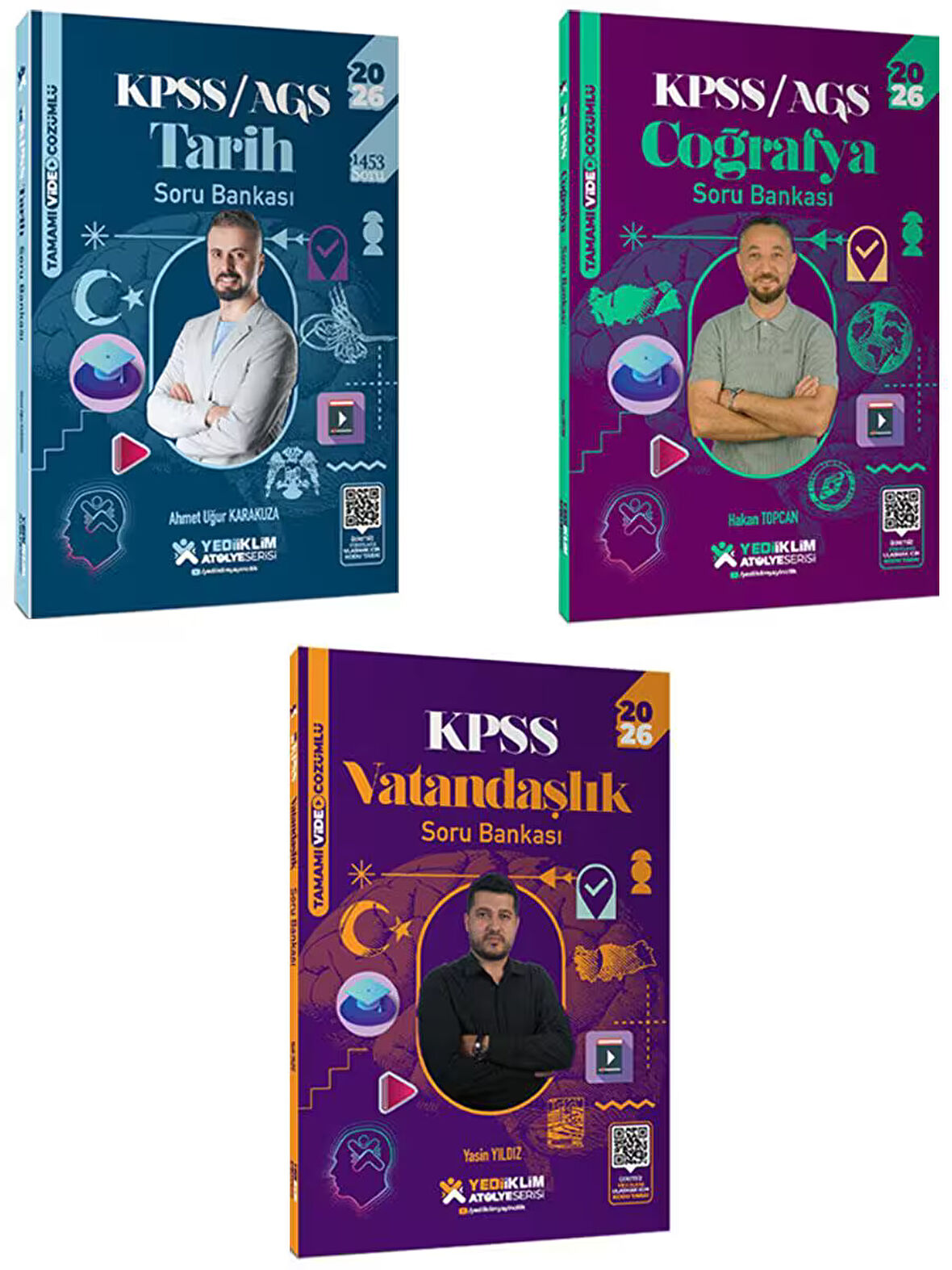 Yediiklim 2026 KPSS Atölye Serisi Genel Kültür Tamamı Video Çözümlü Soru Bankası Seti 3 Kitap