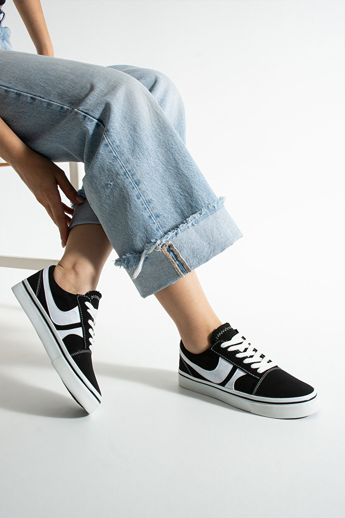 Siyah  Beyaz  Günlük Unisex (Kadın/Erkek) Sneaker