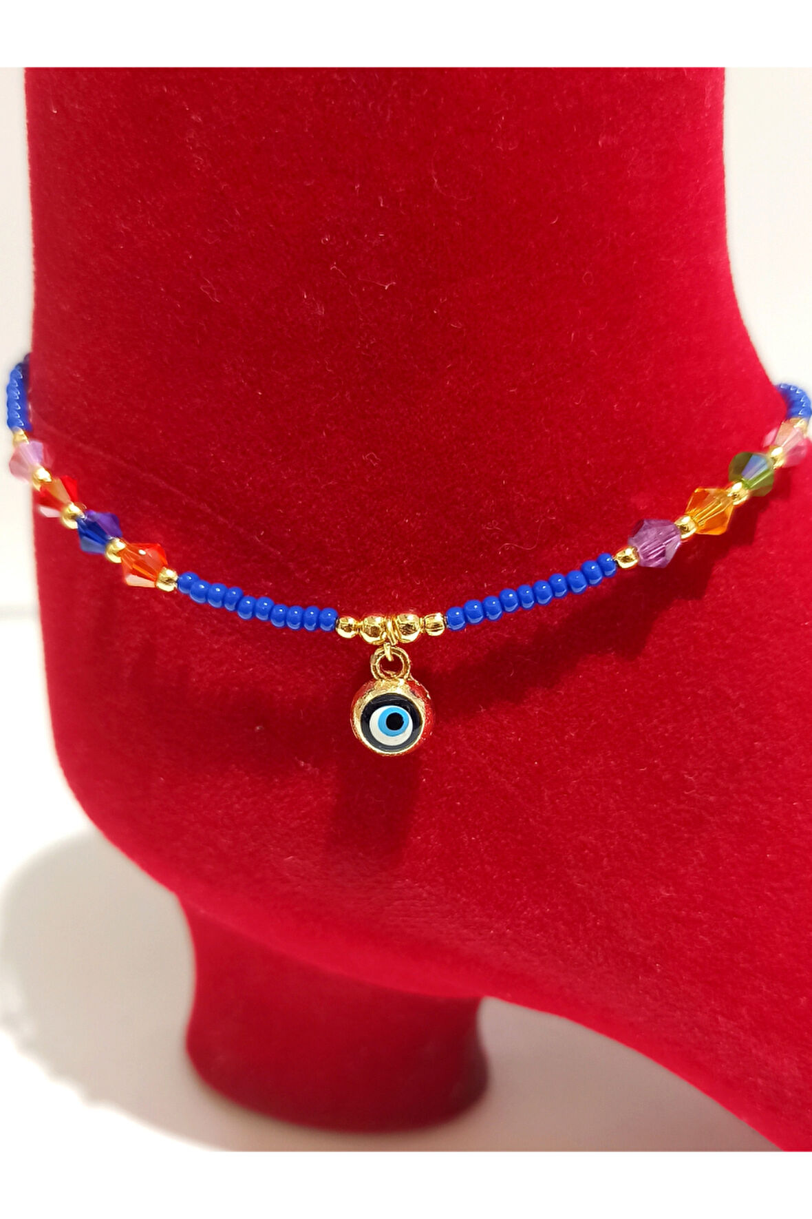 Monalisa Hom Lüks Gösterişli Kararmaz El Yapımı Boncuklu  Renkli Halhal