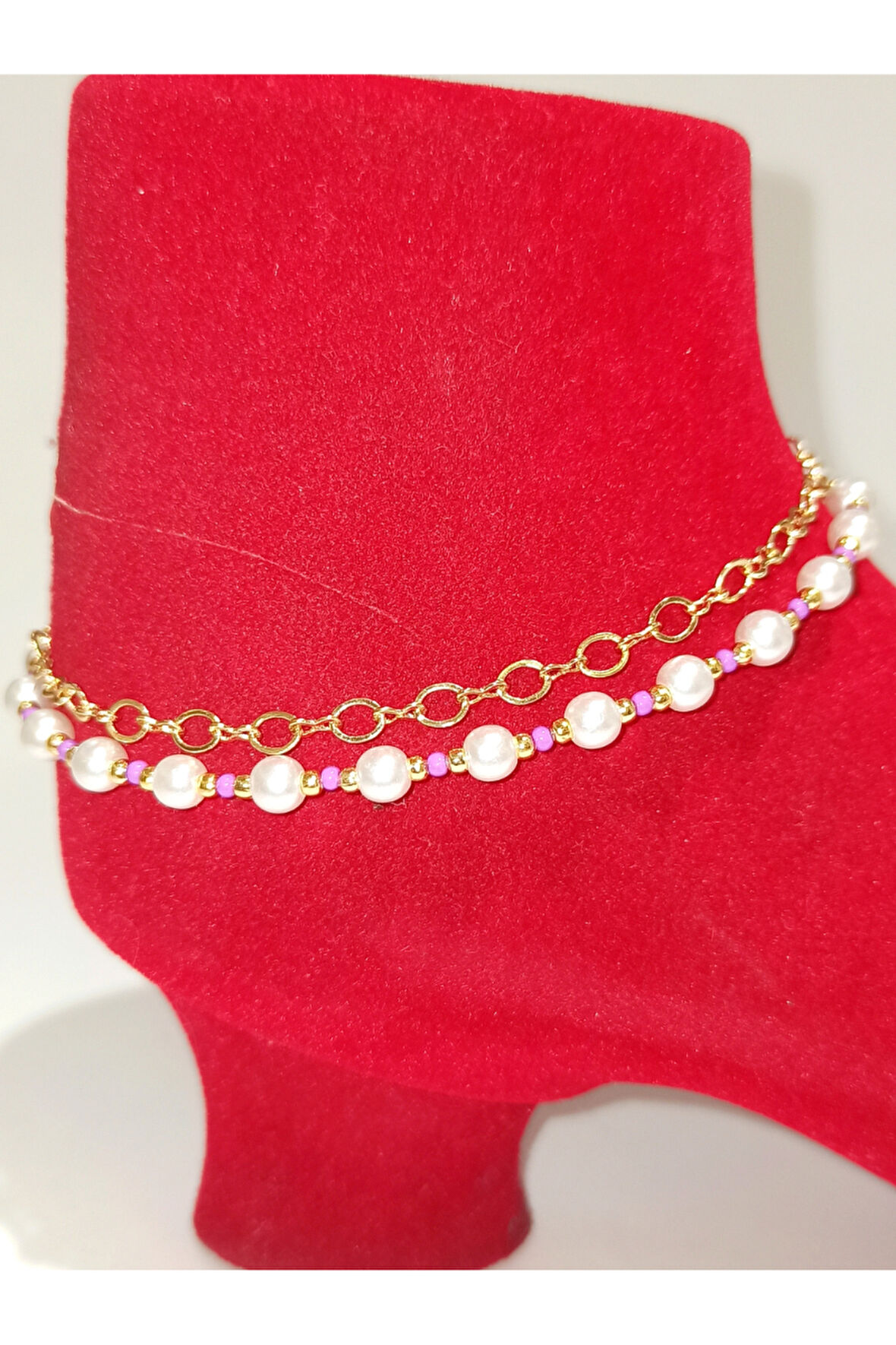 Monalisa Hom Lüks Gösterişli Kararmaz El Yapımı Boncuklu  Renkli Halhal