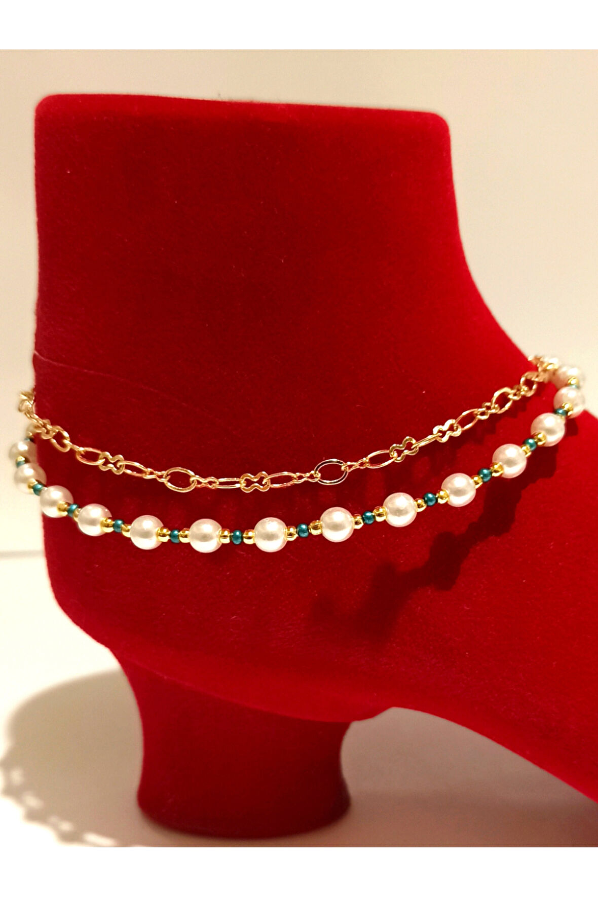 Monalisa Hom Lüks Gösterişli Kararmaz El Yapımı Boncuklu  Renkli Halhal