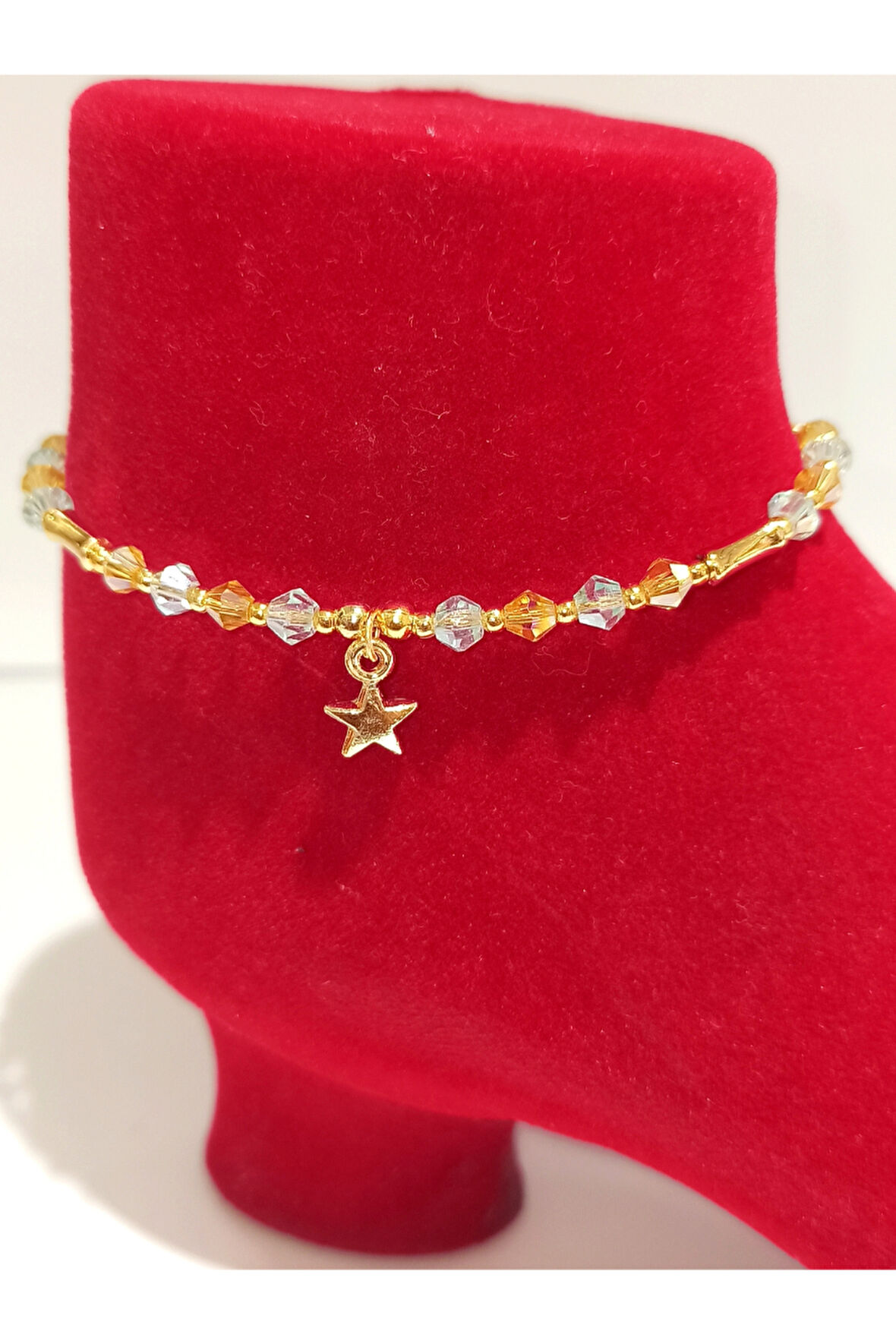 Monalisa Hom Lüks Gösterişli Kararmaz El Yapımı Boncuklu  Renkli Halhal