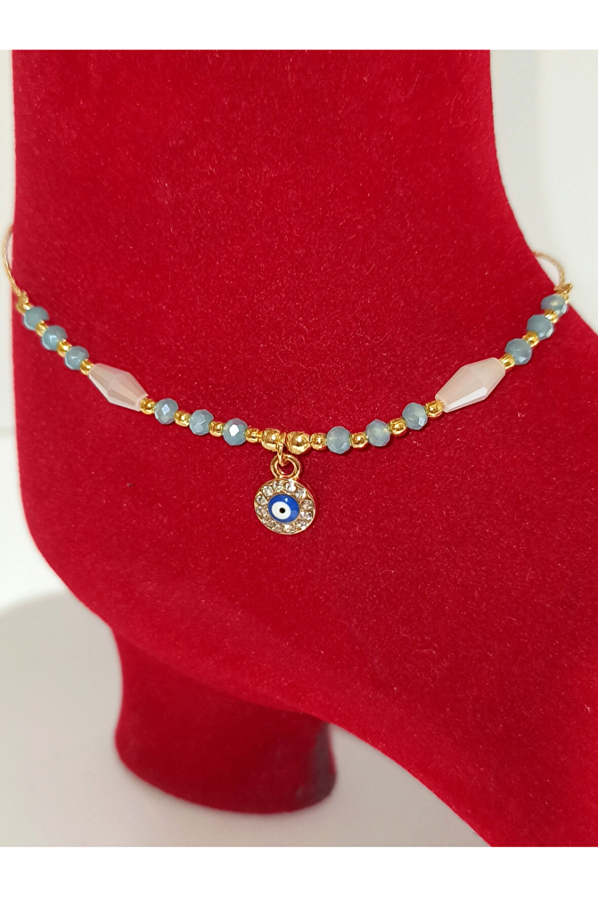 Monalisa Hom Lüks Gösterişli Kararmaz El Yapımı Boncuklu  Renkli Halhal