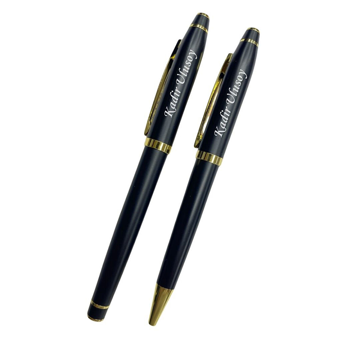 TSK Logolu Kişiye Özel İsim Yazılı Deri Kutulu 2'li Kalem Seti | Roller ve Tükenmez Kalem