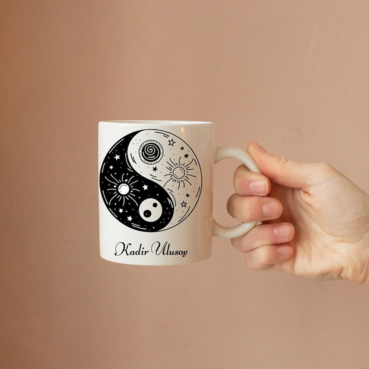 Kişiye Özel Yin Yang Tasarımlı İsimli  Kupa