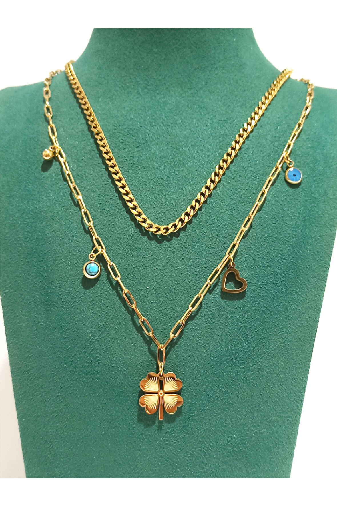 Monalisa Home Gold Renk Lüks Figürlü Gösterişli Kolye