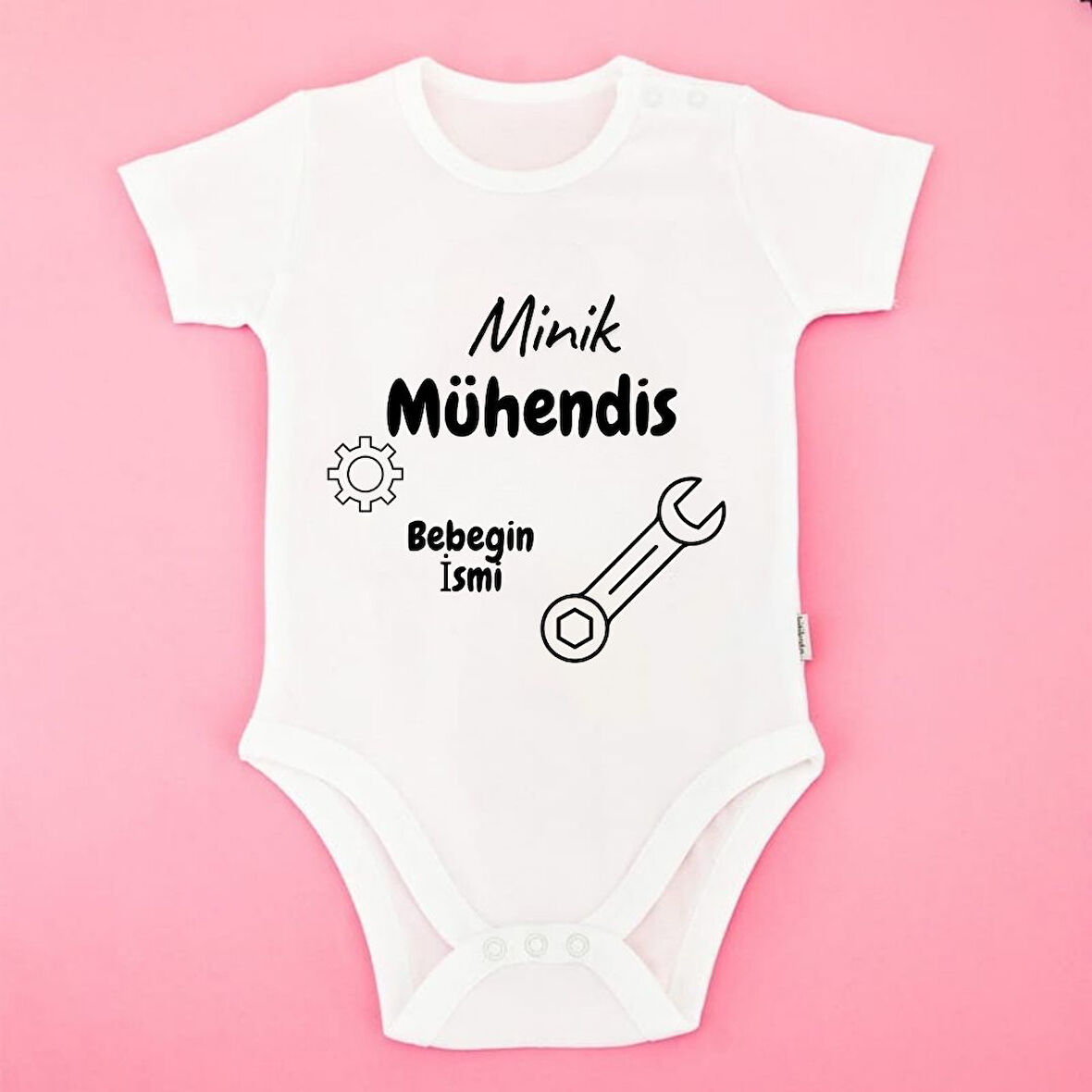 Kişiye Özel Minik Mühendis Bebek Zıbını – Hediyelik Tasarım Baskılı Body