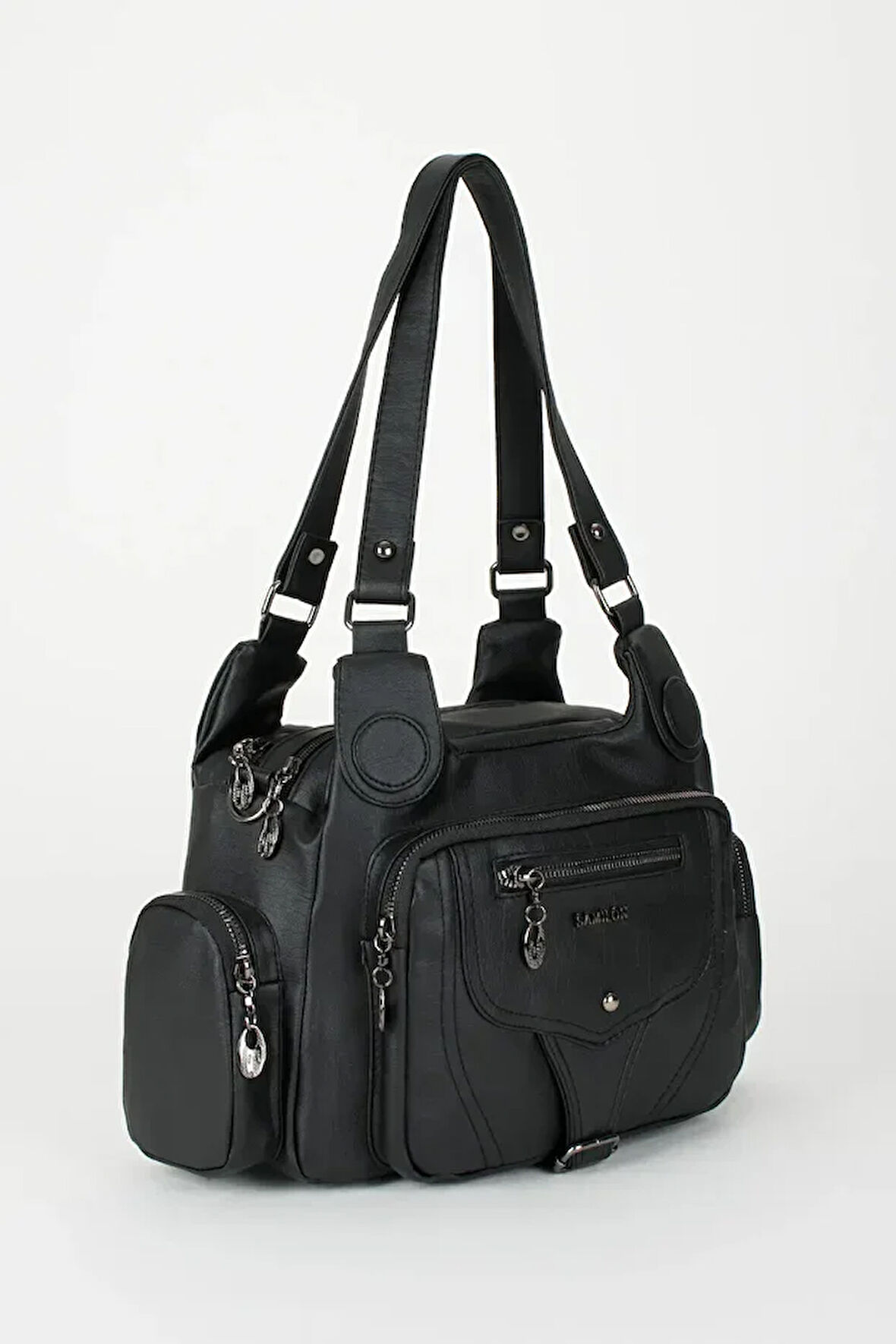 Monalisa Home Lüks Figürlü Bölmeli Siyah Çanta