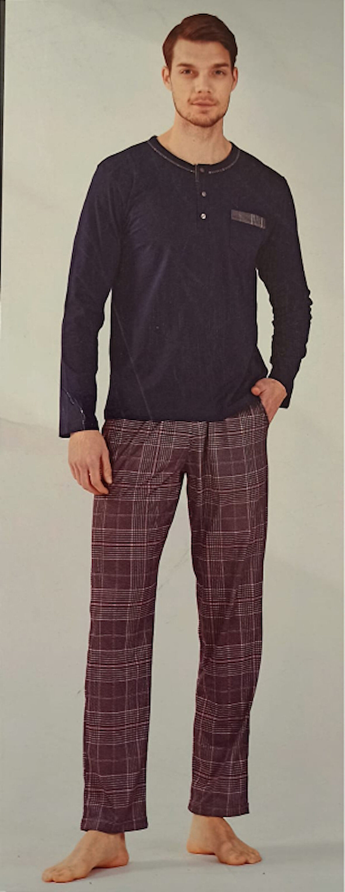 Erkek Pijama Takımı Lacivert S Beden