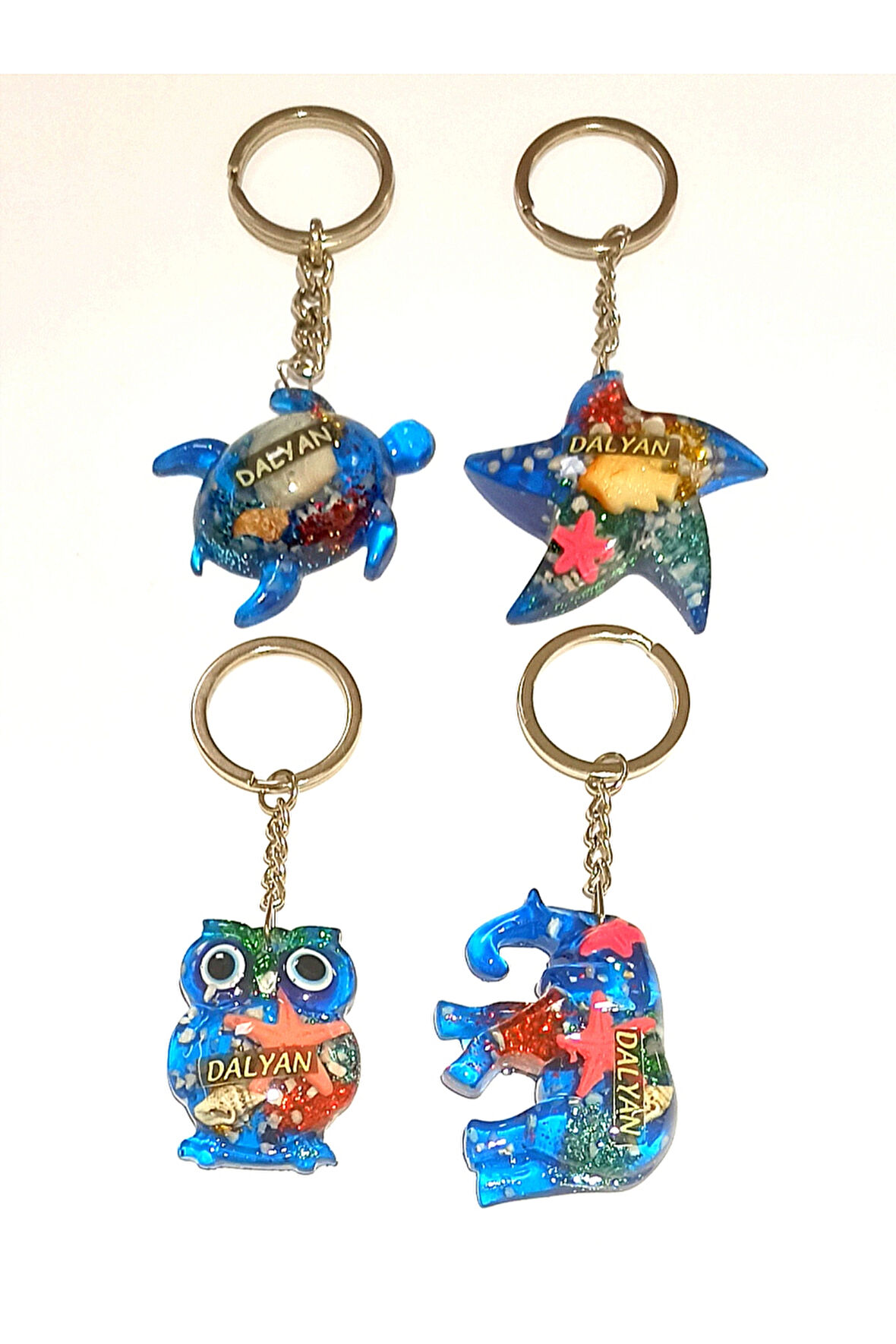 Monalisa Home 4 Adet Farklı Model Desenli Kültürel Mavi Renk Anahtarlık