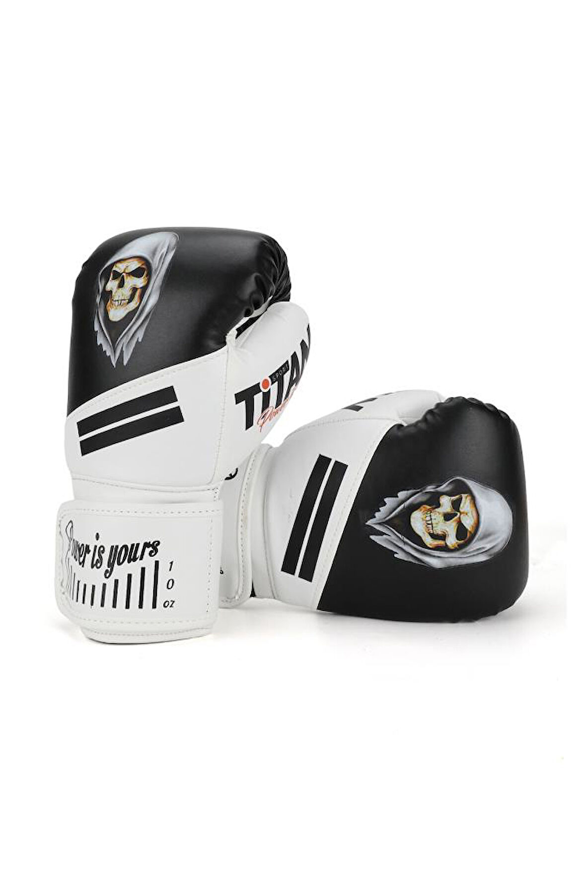 Titan Sport Siyah Beyaz Hayalet Kurukafa Desenli Boks Eldiveni
