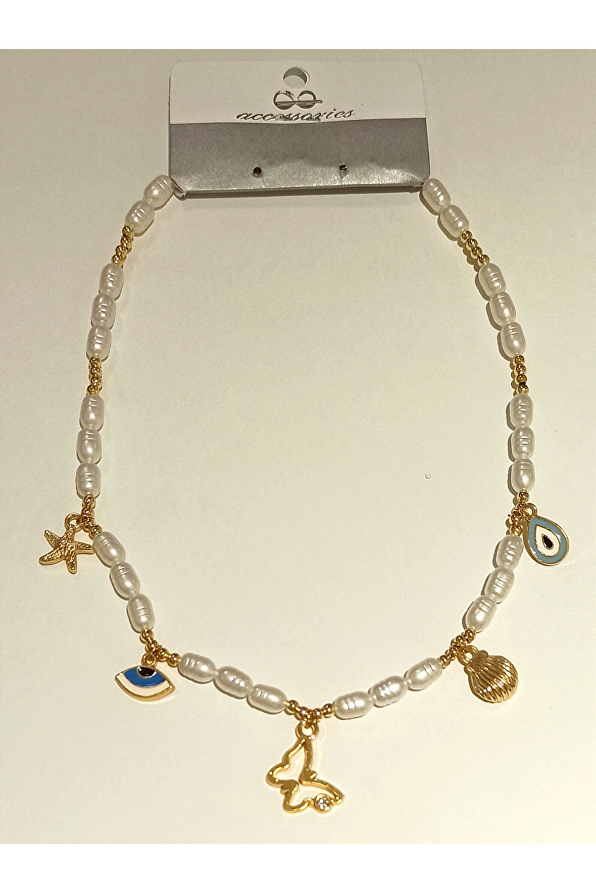 Monalisa Home Renkli Gold Renk Lüks Figürlü Gösterişli İncili  Kolye