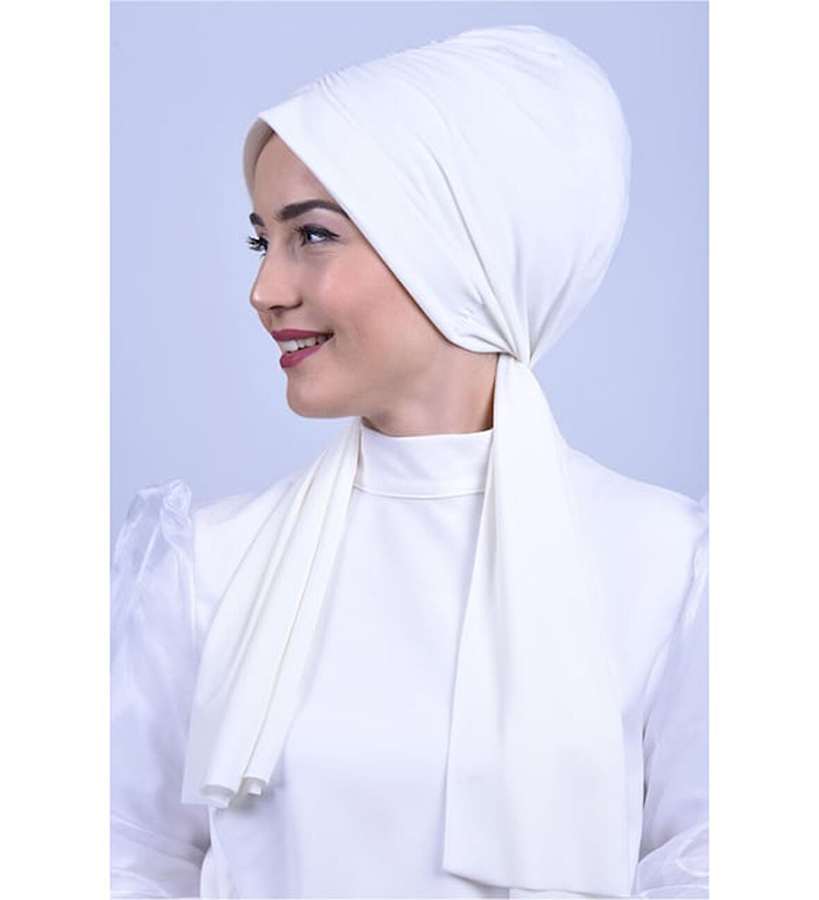 Monalisa Home Şık Büzgülü Başörtüsü Beyaz Renkli