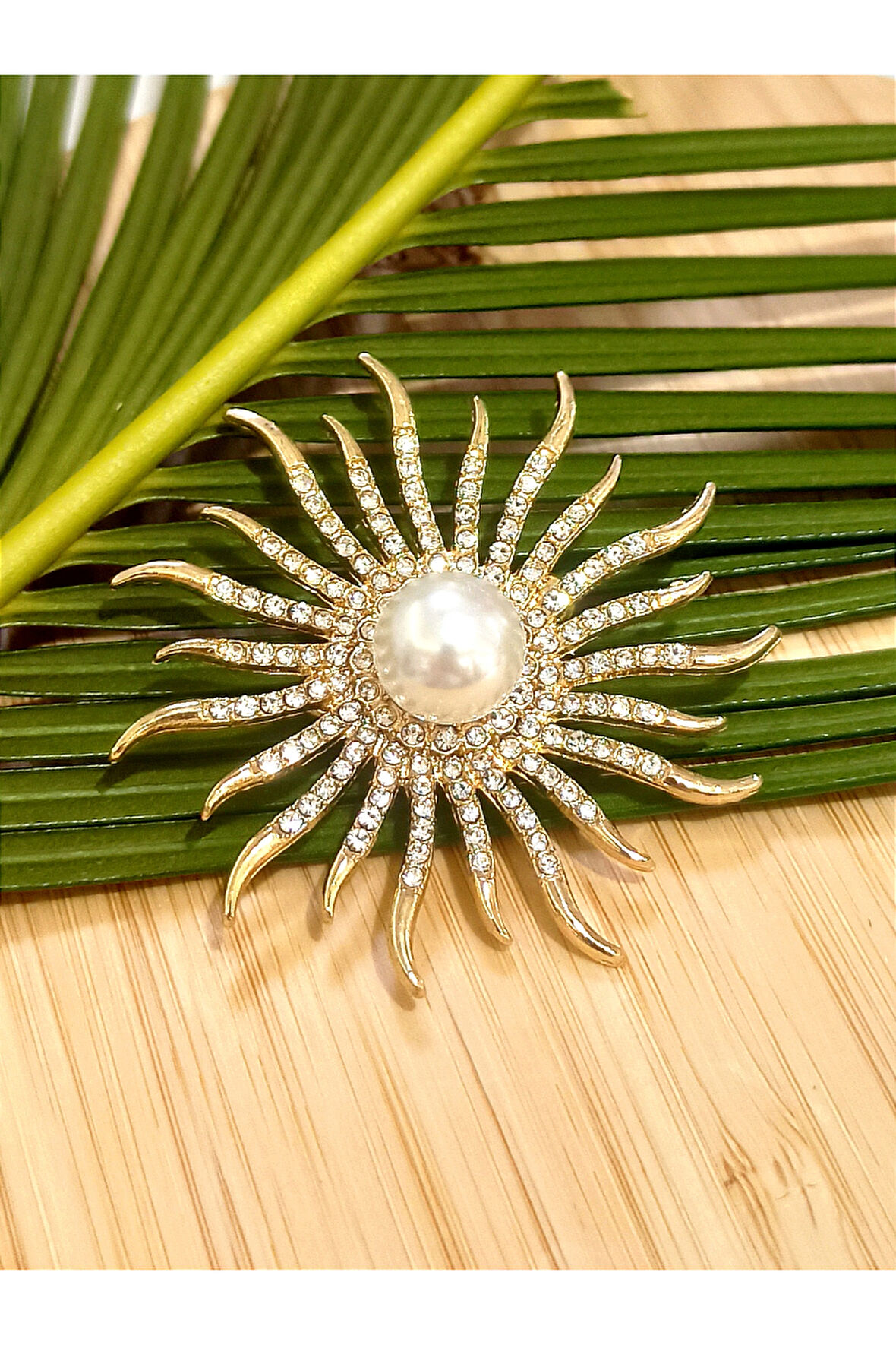 Monalisa Home İncili Güneş Figürlü Broş