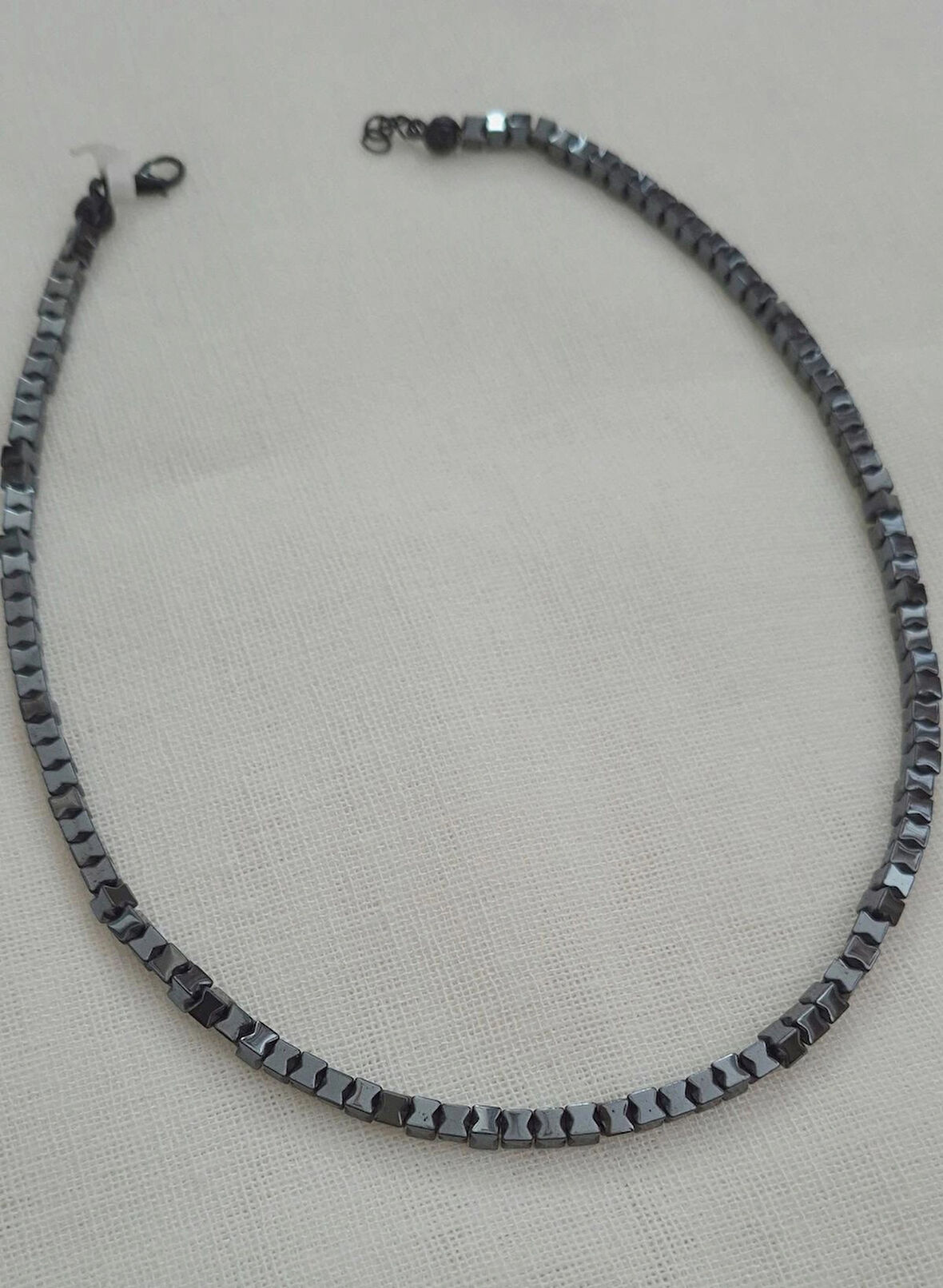 KOYU GRİ HEMATİT DOĞAL TAŞLI KOLYE