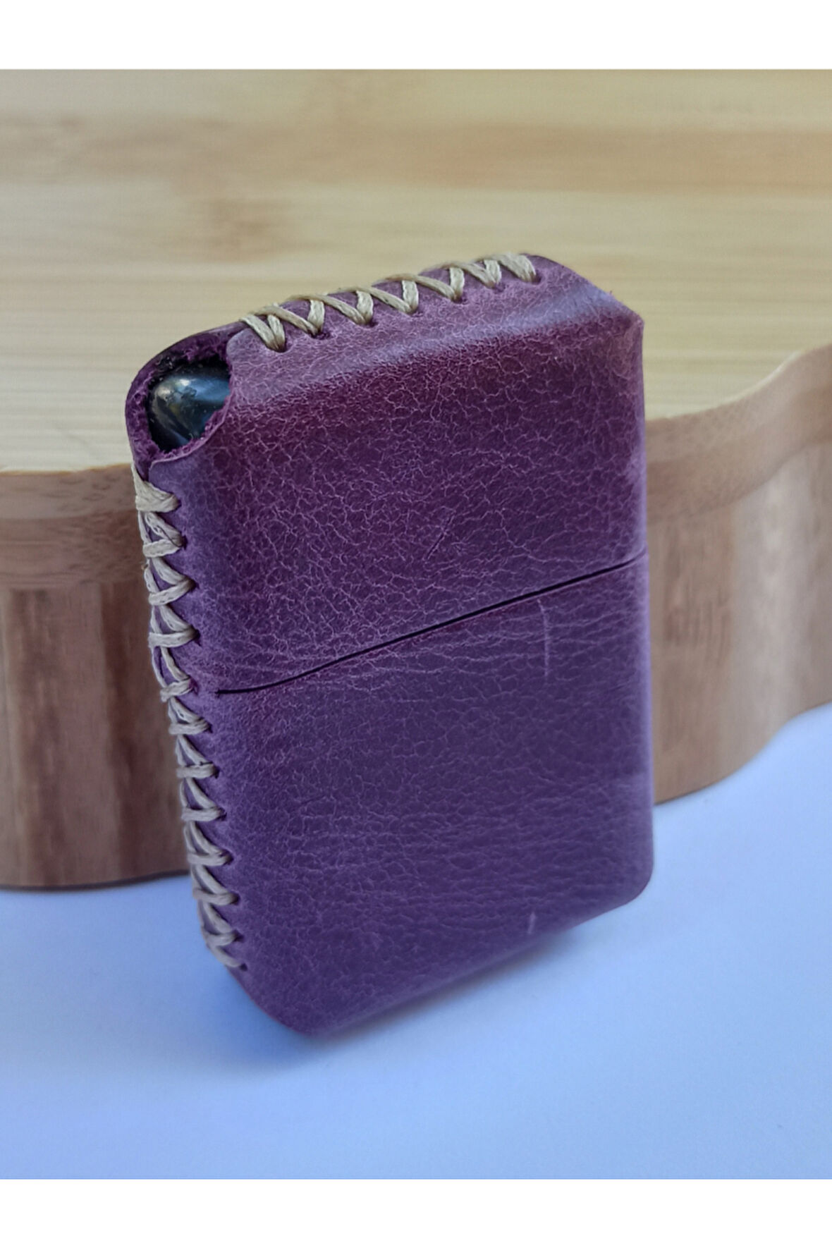 Monalisa Home Renkli Gerçek Deri Kılıflı Özel Tasarım Benzinli Çakmak