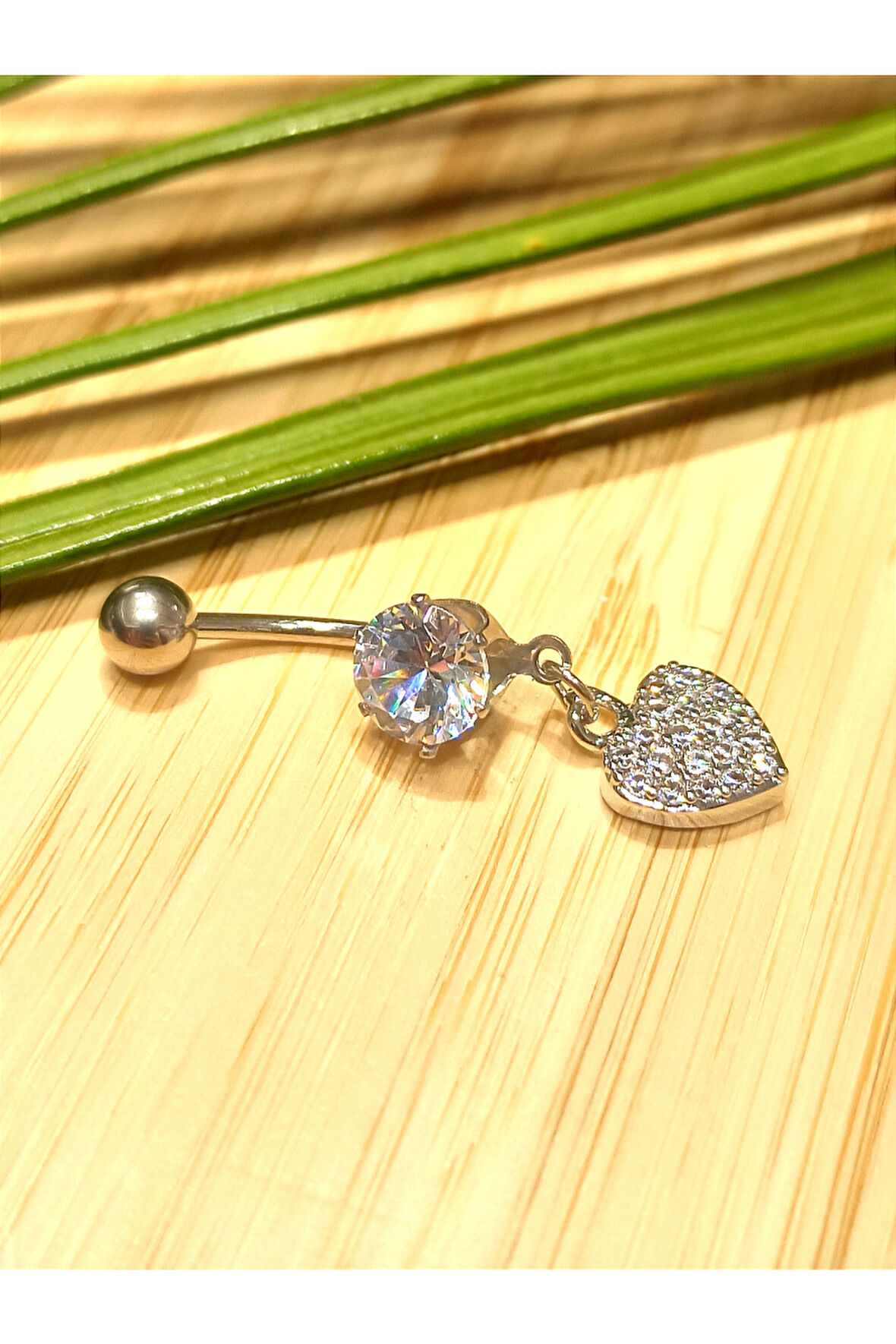 Monalisa Home Gümüş Renk Taşlı Göbek Pirsıng