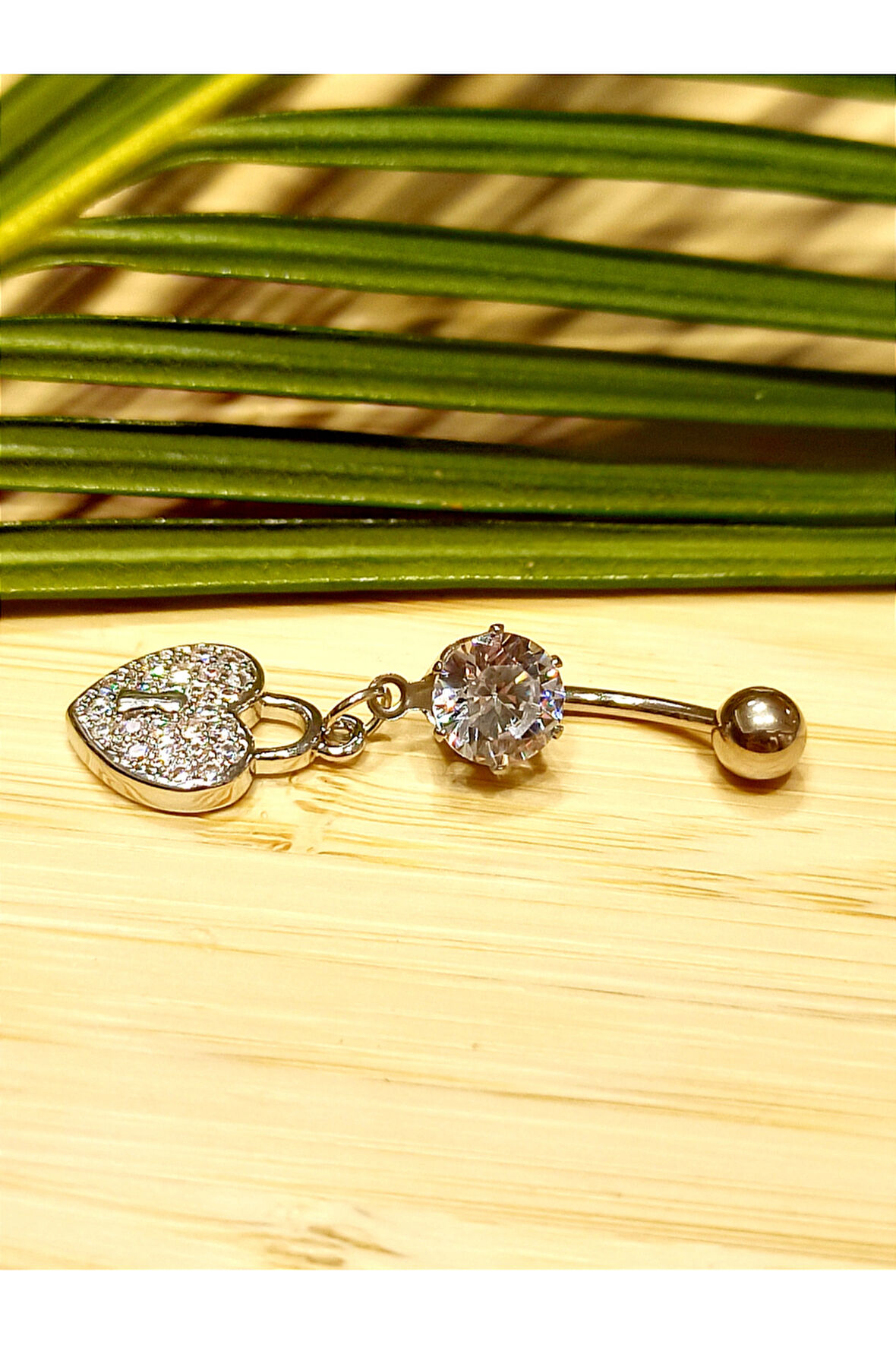 Monalisa Home Gümüş Renk Taşlı Göbek Pirsıng