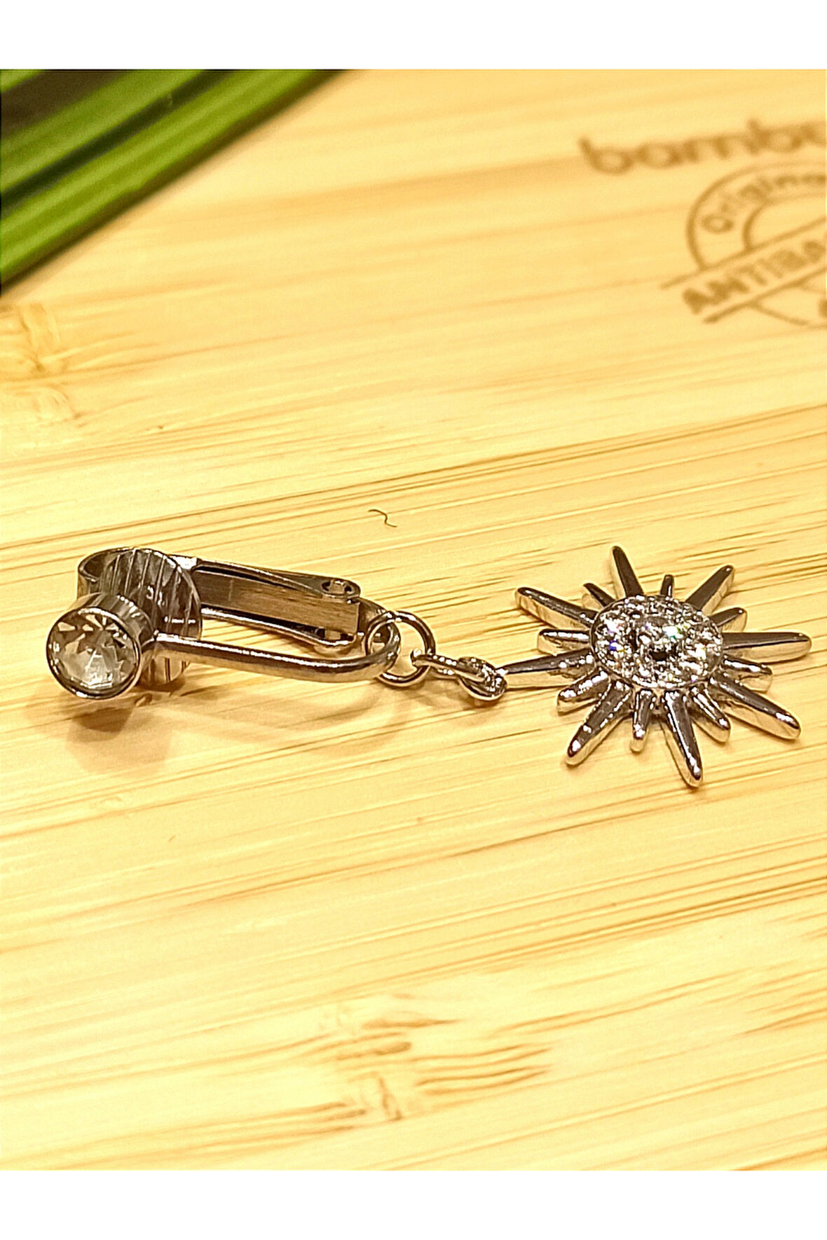 Monalisa Home Gümüş Renk Taşlı (Delik olmayan Göbek İçin) Göbek Pirsıng