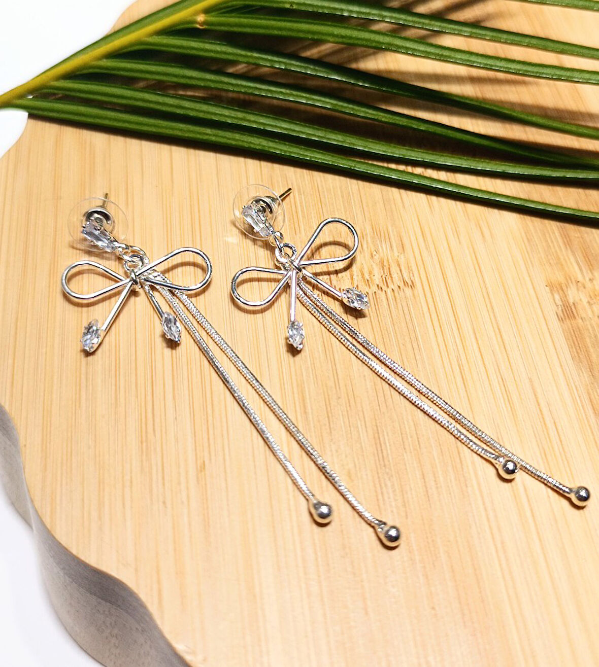 Monalisa Home Lüks Gümüş Renk Taşlı Abiye Küpe