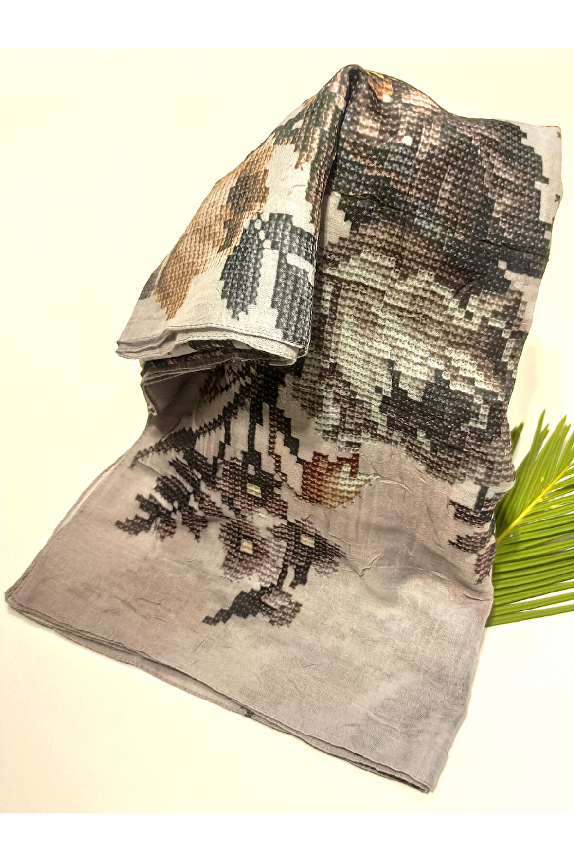 Monalisa Home 90x90 Lüks Figürlü Gösterişli Dökümlü Eşarp