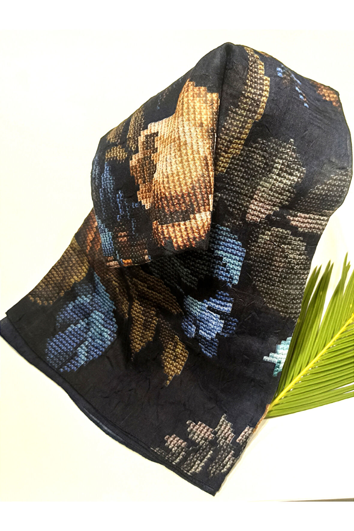 Monalisa Home 90x90 Lüks Figürlü Gösterişli Dökümlü Eşarp