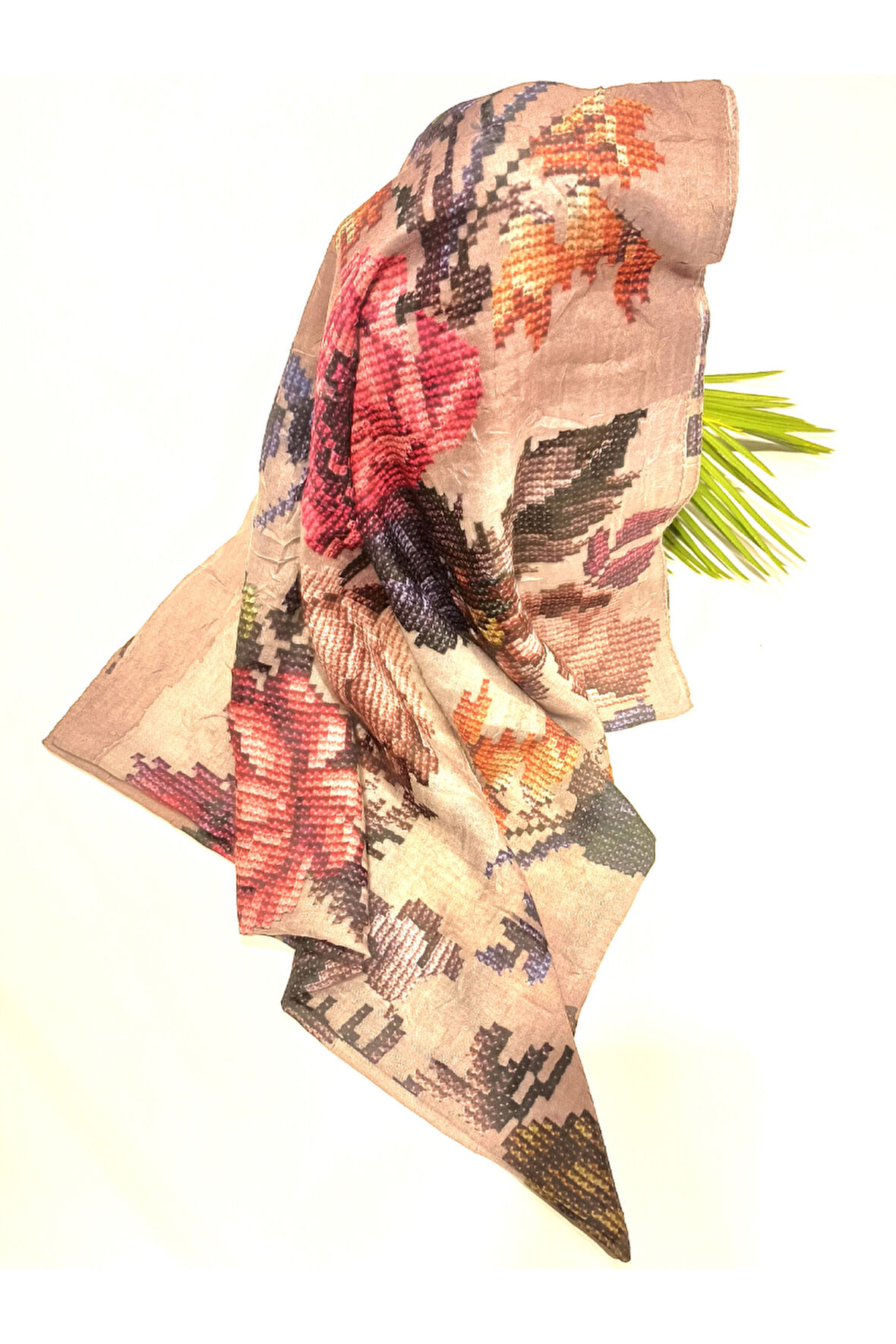 Monalisa Home 90x90 Lüks Figürlü Gösterişli Dökümlü Eşarp