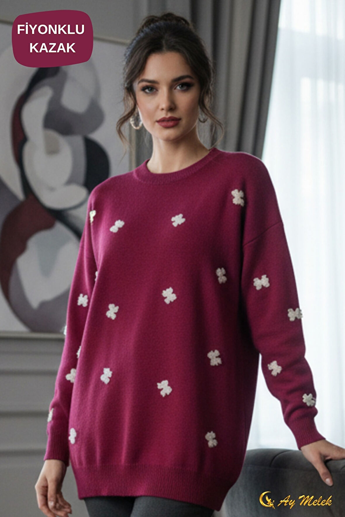 Kadın Triko Kazak Yumuşak Dokulu Bisiklet Yaka Kazak