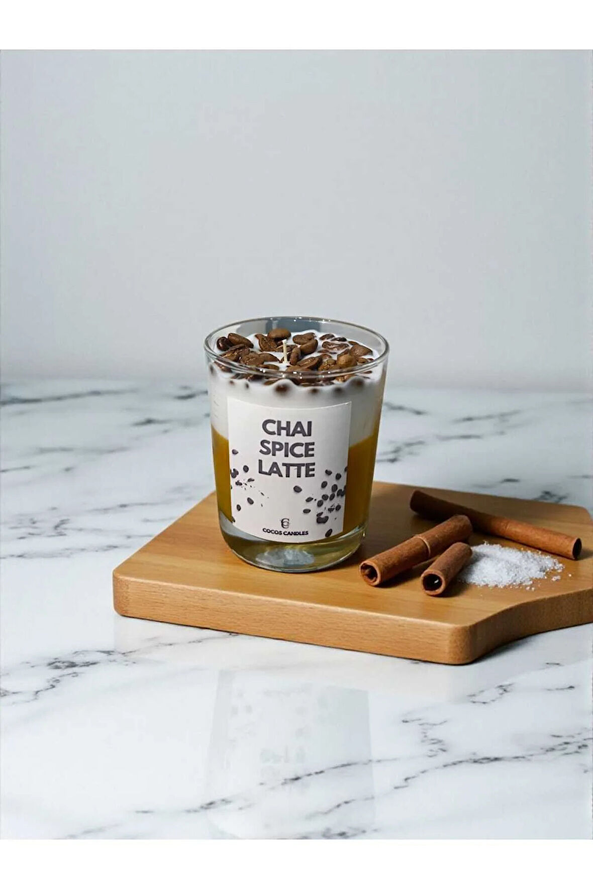 Chai Spice Latte Kahve Kokulu %100 Doğal Soya Mum – Kahve Çekirdekli