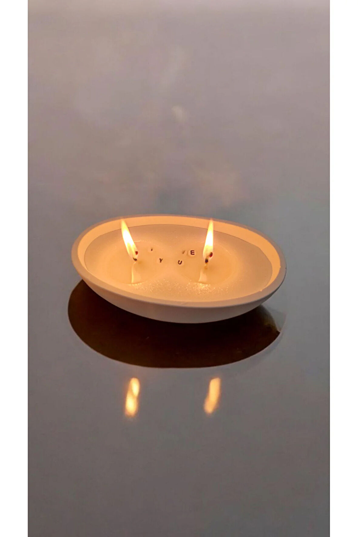 Seni Seviyorum Gizli Mesajlı Taş Mumlukta Lavanta Kokulu %100 Doğal Soya Mum