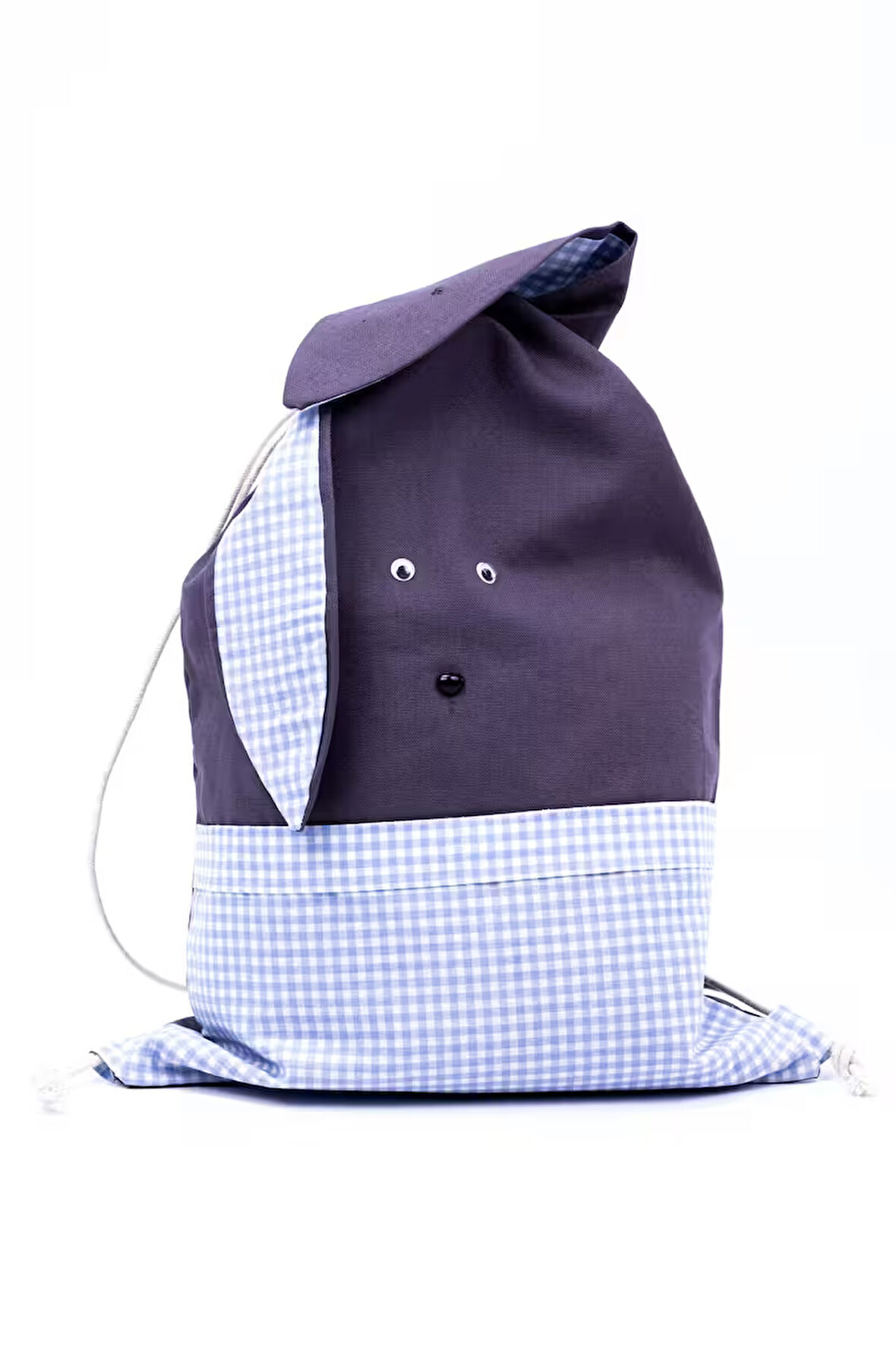 Mavi Kareli Tavşan Çocuk Bez Çantası