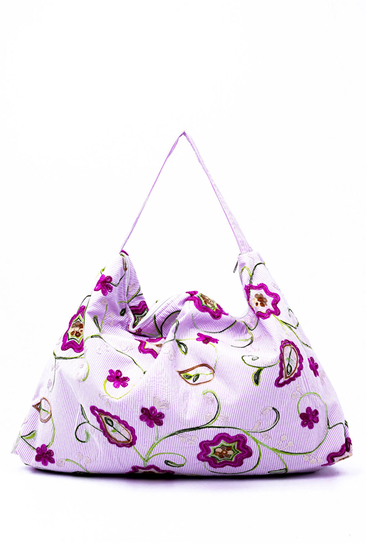 Omuz Çanta Nakışlı Kumaş Pembe Desen