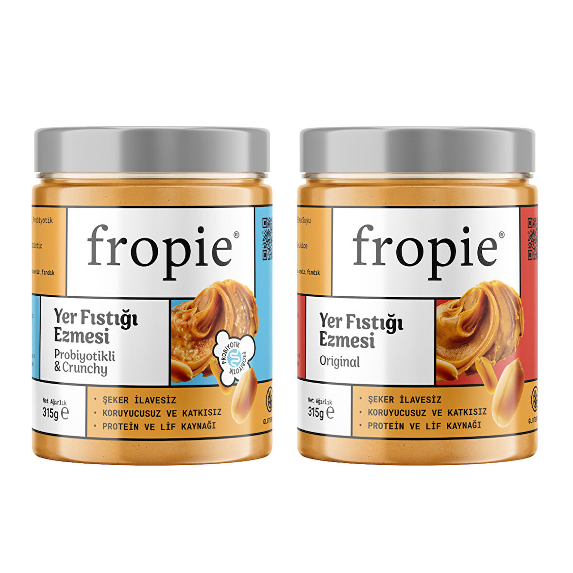 Yer Fıstığı Ezmesi Seti Probiyotikli Crunchy & Orjinal Yer Fıstığı 315 gr x2