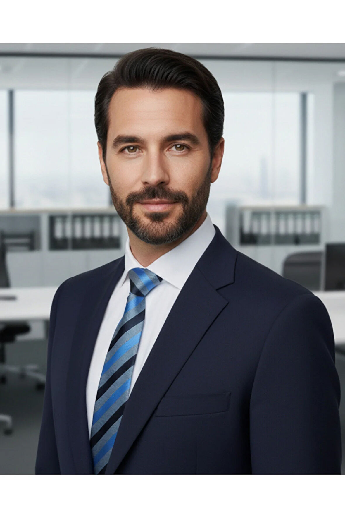 Mavi Lacivert Çizgili 7 Cm Genişliğinde İnce Kravat