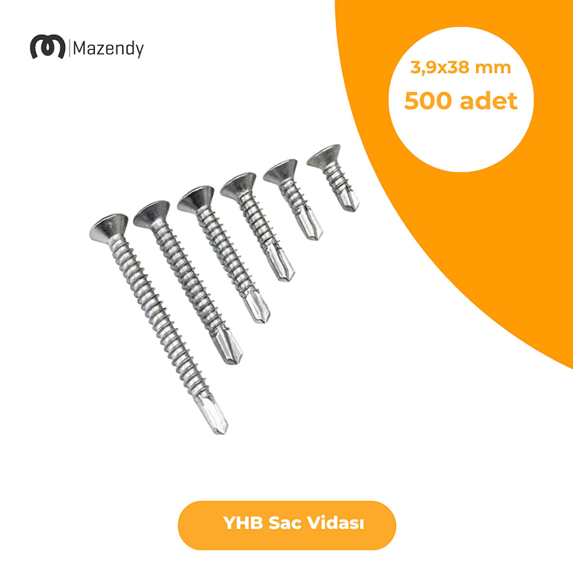 YHB Sac Vidası 3,9x38 mm 500 Adet Kutulu Sac Vidası