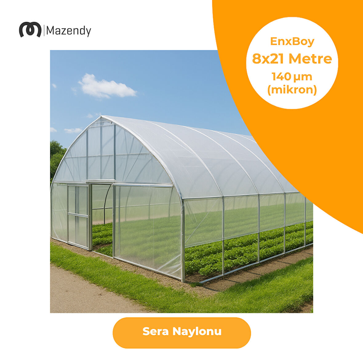 Sera Naylonu 8x21m 140 Mikron UV+EVA Katkılı Şeffaf Sera Örtüsü – Türkiye’nin her bölgesine hızlı kargo imkanı.