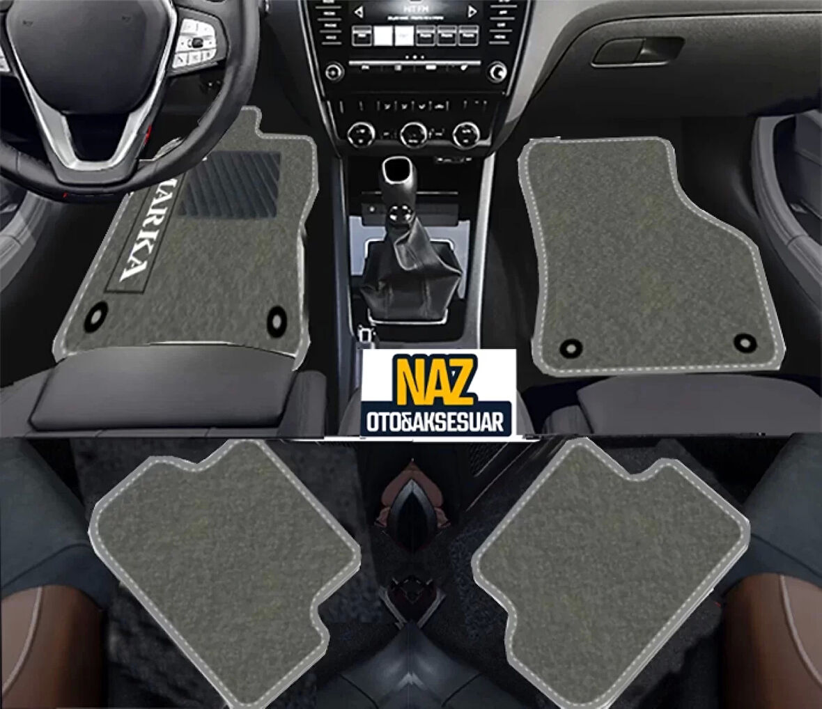 Volvo XC90 2015 Sonrası  Gri Halı Gri Kenar Petek Topuk