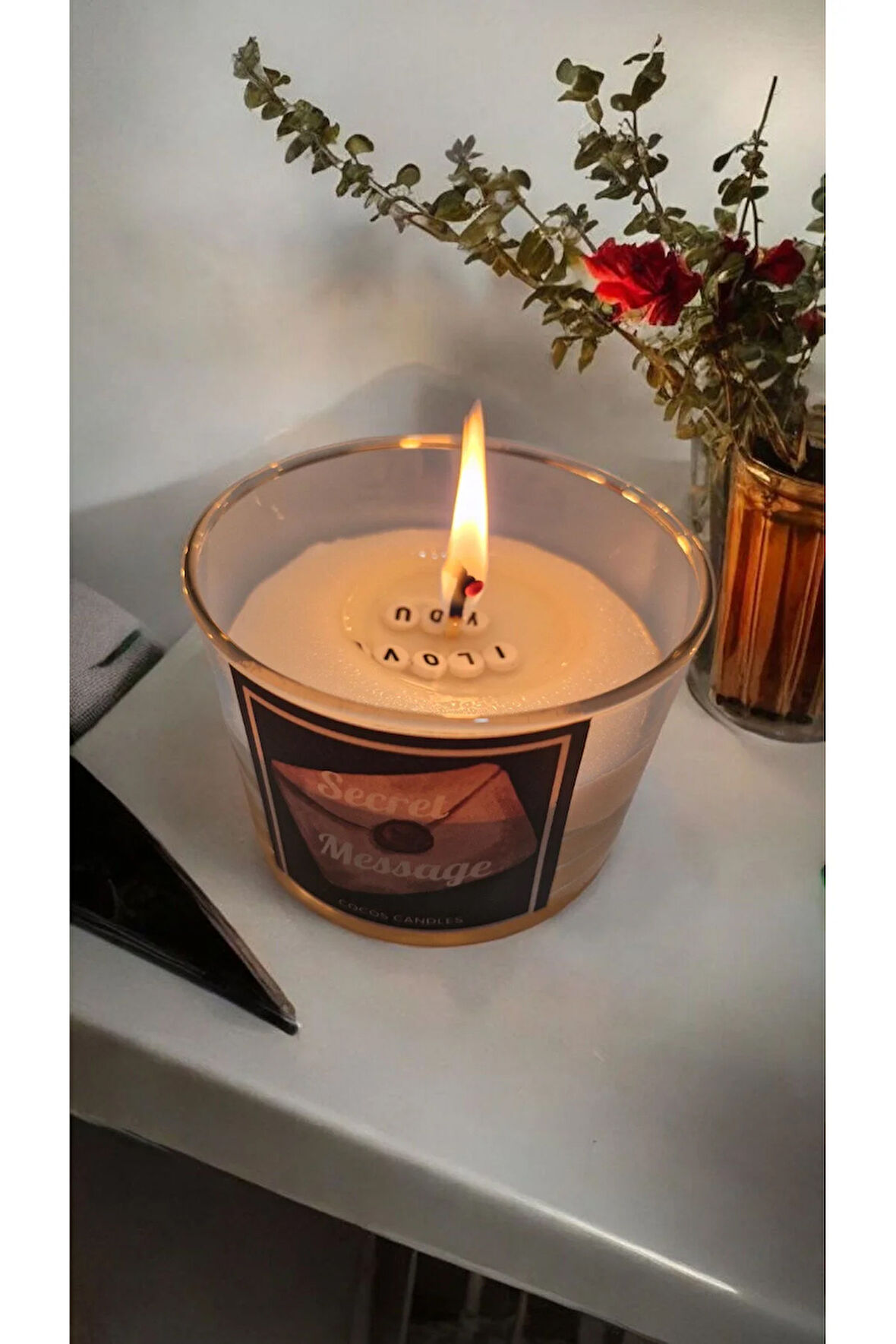 Seni Seviyorum Gizli Mesajlı Lavanta Kokulu %100 Doğal Soya Mum