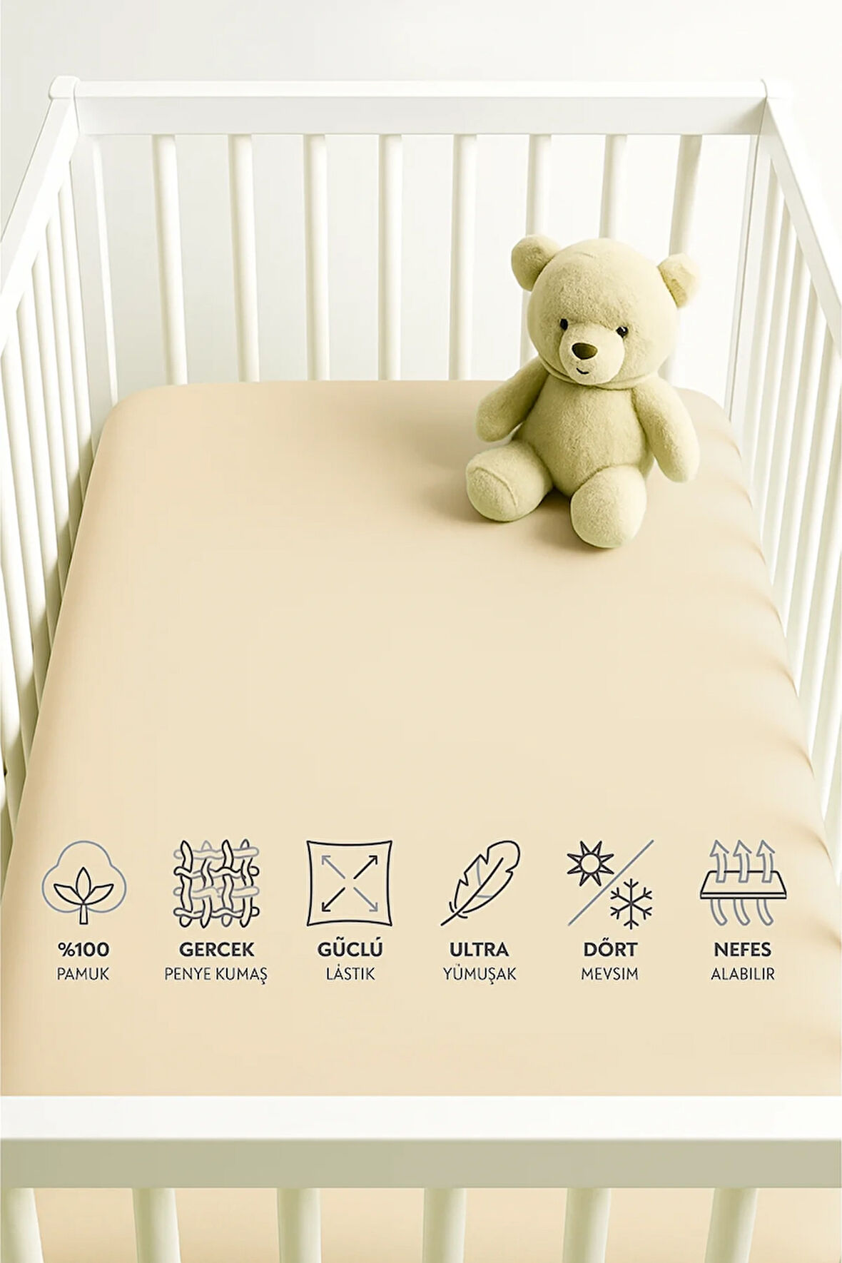 60X120 Bebek Penye lastikli Çarşaf %100 Pamuklu